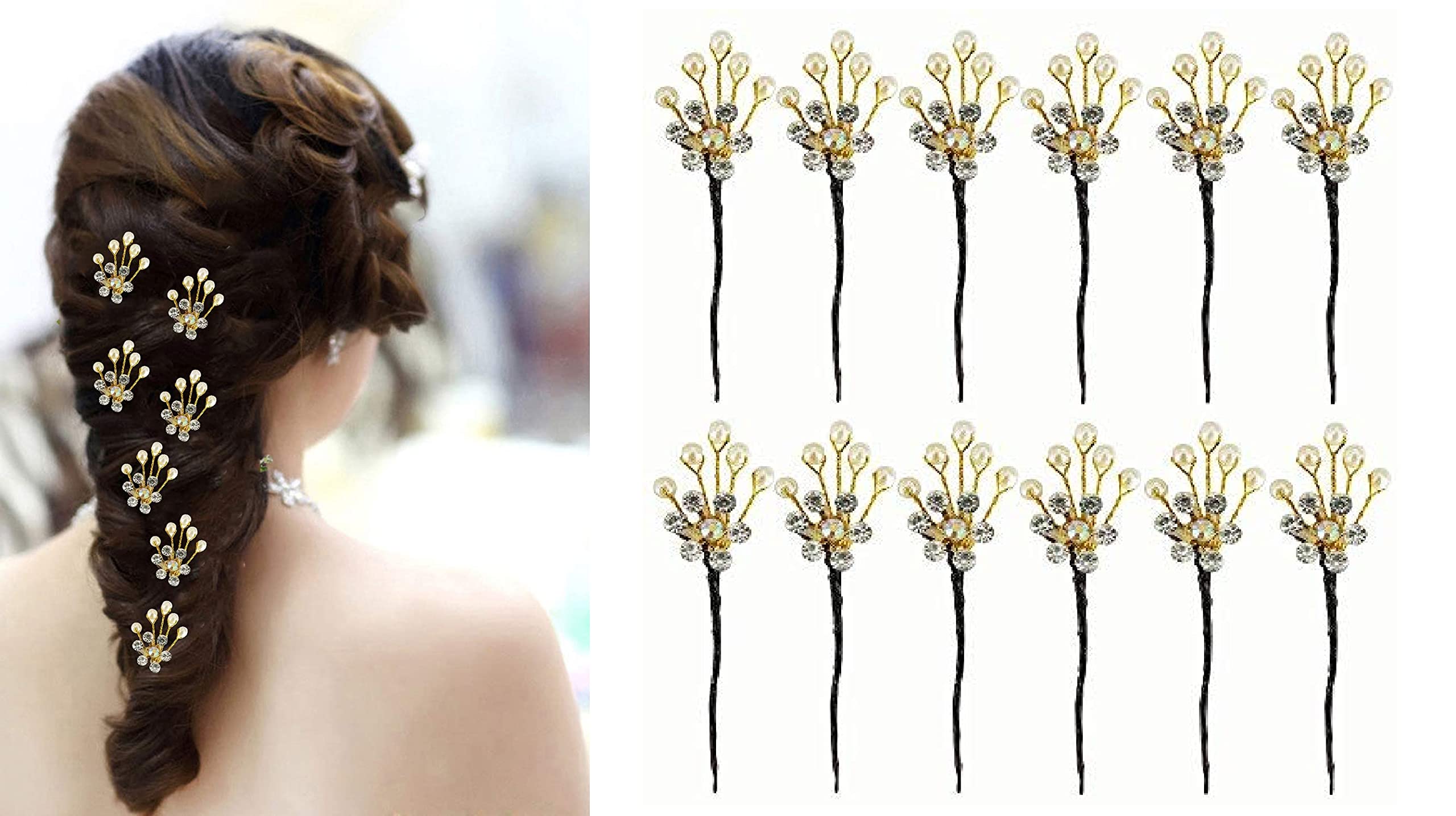 Boxo 12-Piece Bridal Pearl Hair Pin Set - Elegant Hair Accessories for Women & Girls - Perfect for Weddings, Prom, and Special Occasions
