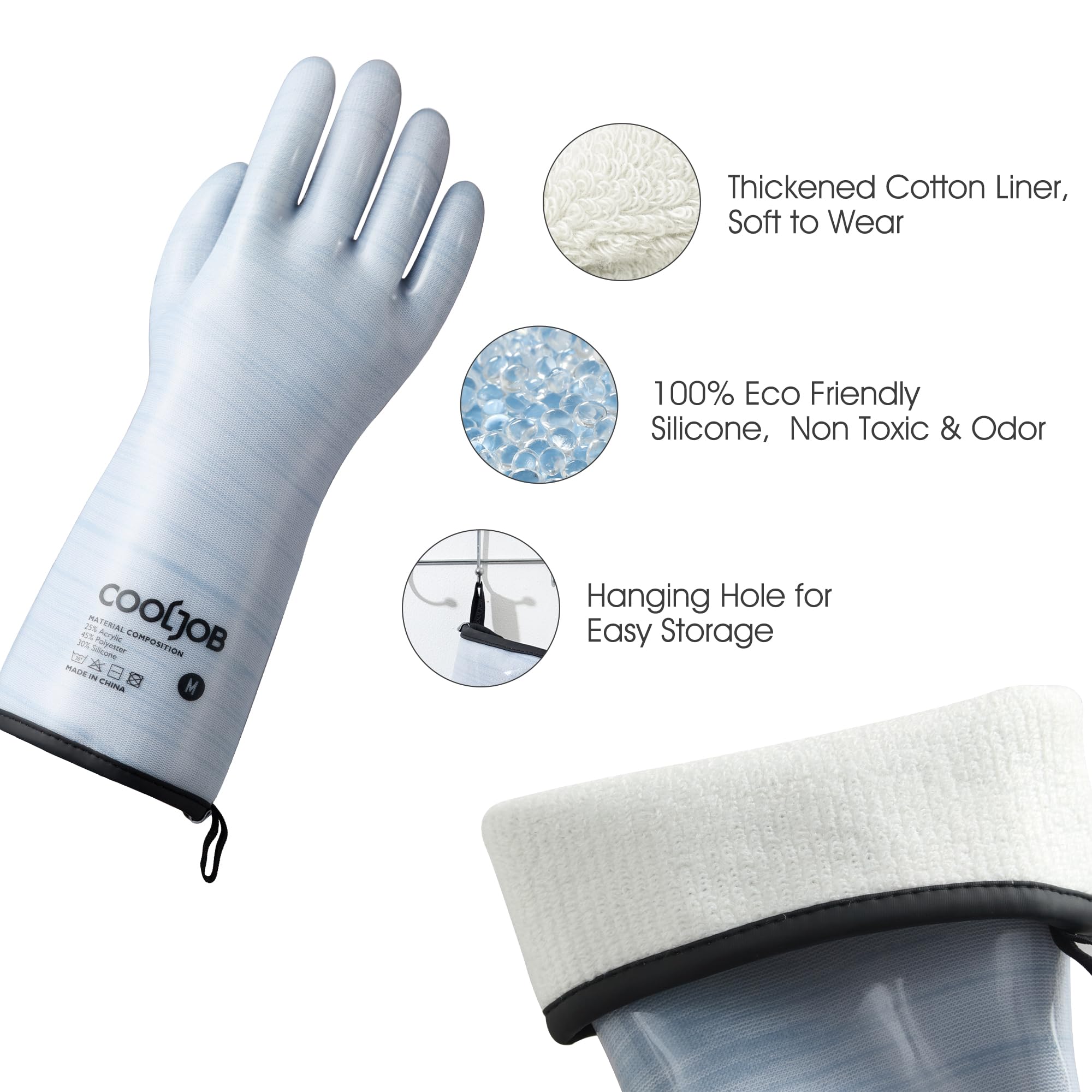 Heat Resistant Oven Gloves - Waterproof Liquid Silicone BBQ Grilling Gloves for Barbecue, Kitchen, Baking (Blue, XXL) - Perfect for Grilling, Baking, Roasting & Kitchen Cleaning