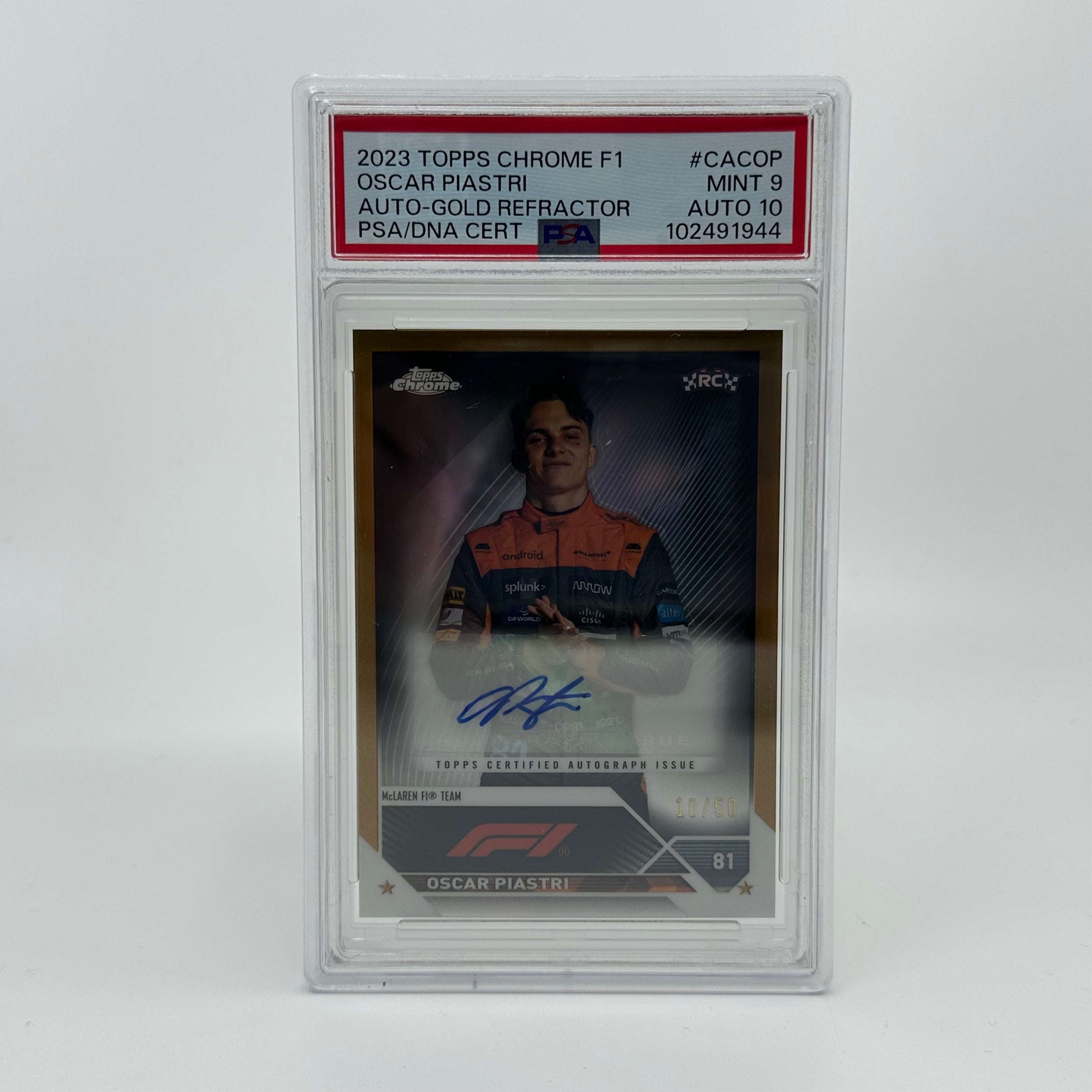 PSA 9&10 Oscar Piastri #CACOP Gold Autograph Rookie Card 10/50 - Perfect for Collectors, Sports Memorabilia & Investment