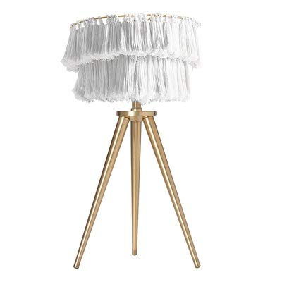 Modern Nordic Floor Lamp with Colored Fabric Shade & Tassels - LED Trident Design for Bedroom, Living Room, or Office Lighting (Gray Lampshade) - Stylish Home Decor & Ambient Lighting Solution