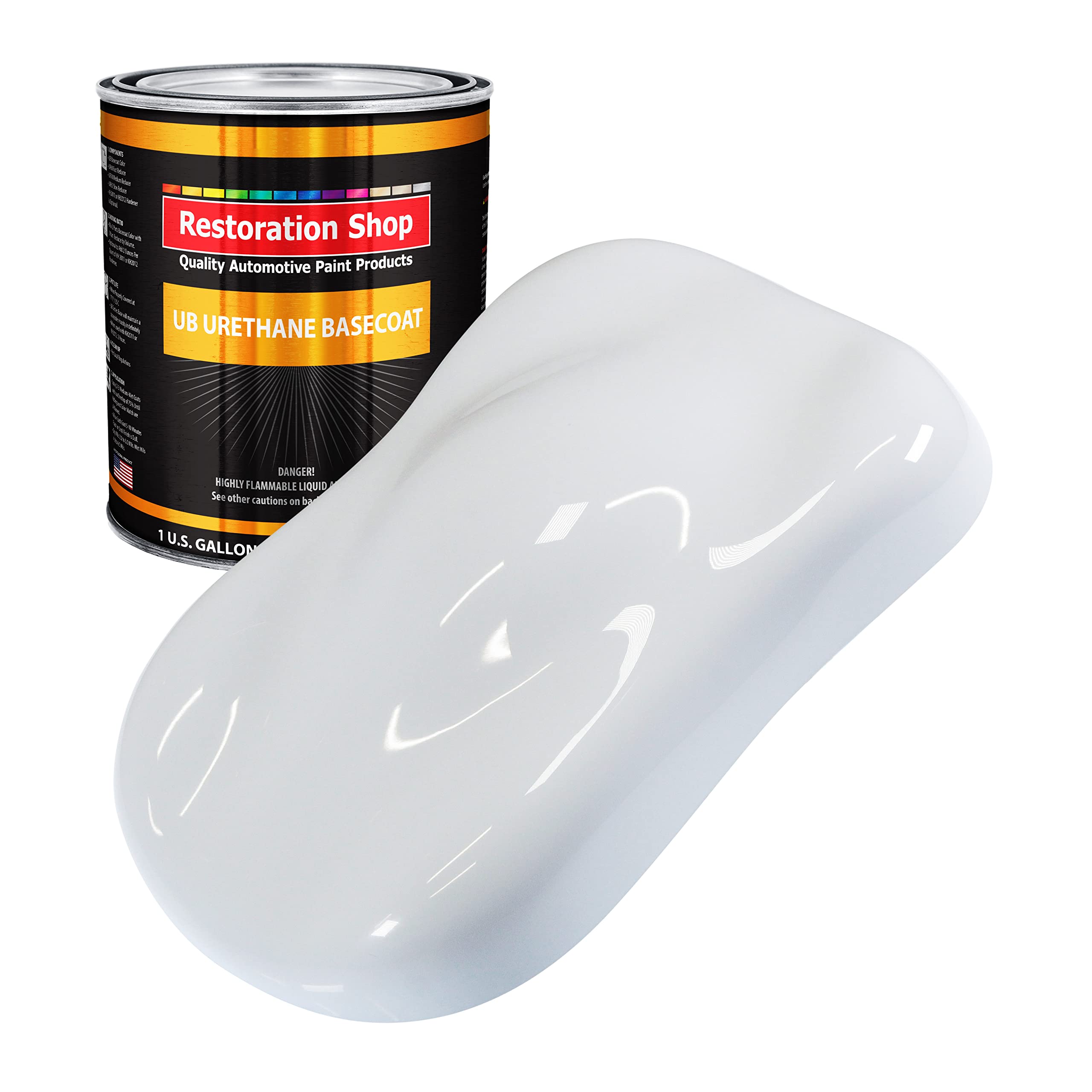 Restoration Shop Winter White Urethane Basecoat Auto Paint - 1 Gallon High Gloss Professional Automotive Refinish Coating for Cars & Trucks | Perfect for Vehicle Restoration & Custom Paint Jobs