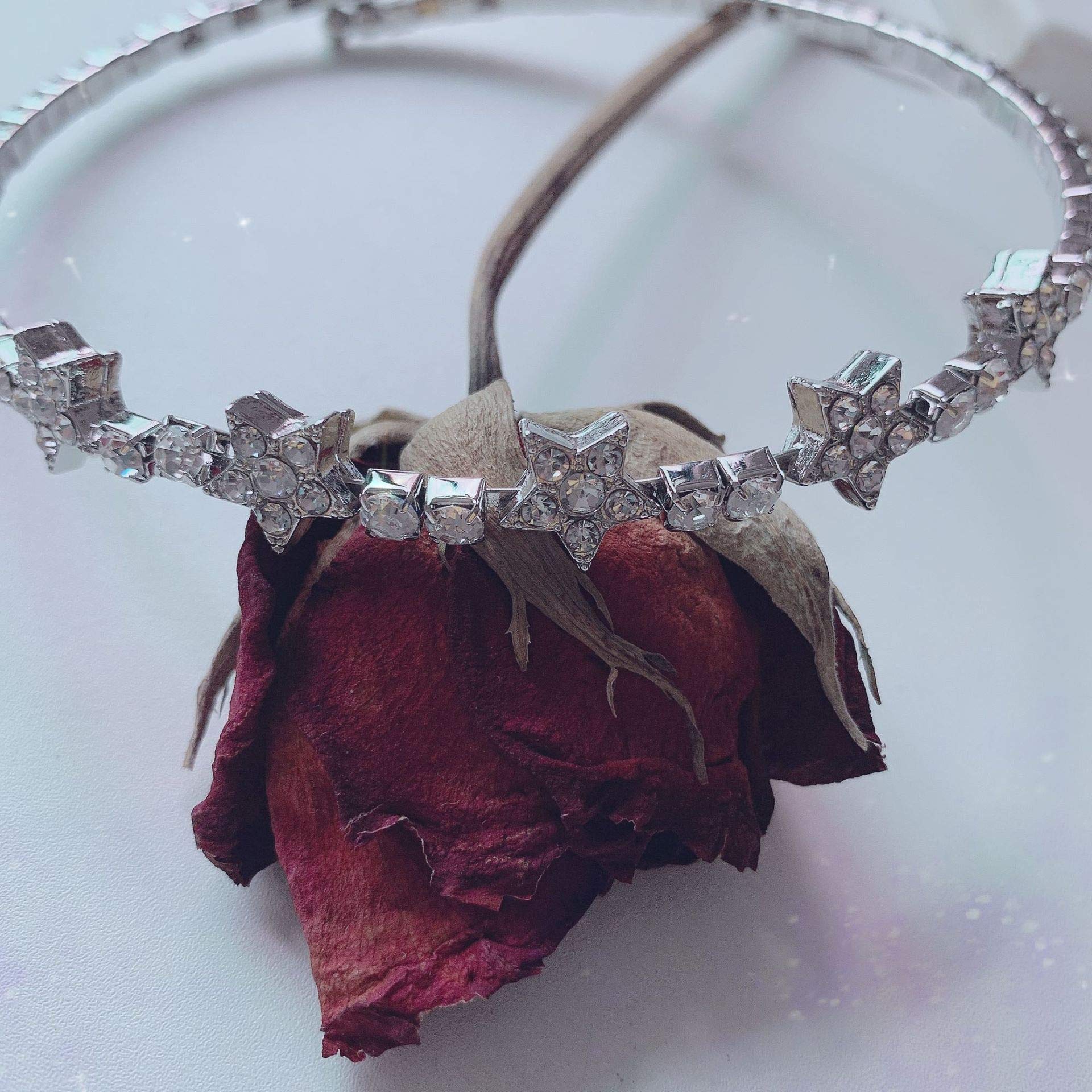 Sparkling CZ Rhinestone Choker Necklace for Women - Elegant Silver Iced Out Chain, Wedding & Party Jewelry, Fashion Gift for Her - Perfect for Prom, Date Night & Special Occasions
