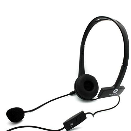 Wired Mono Headphone with Microphone - 3.5mm Single Earbud Headset for Motorola Moto G7 Power - Hands-Free Over-The-Head Design for Calls, Gaming & Office Work