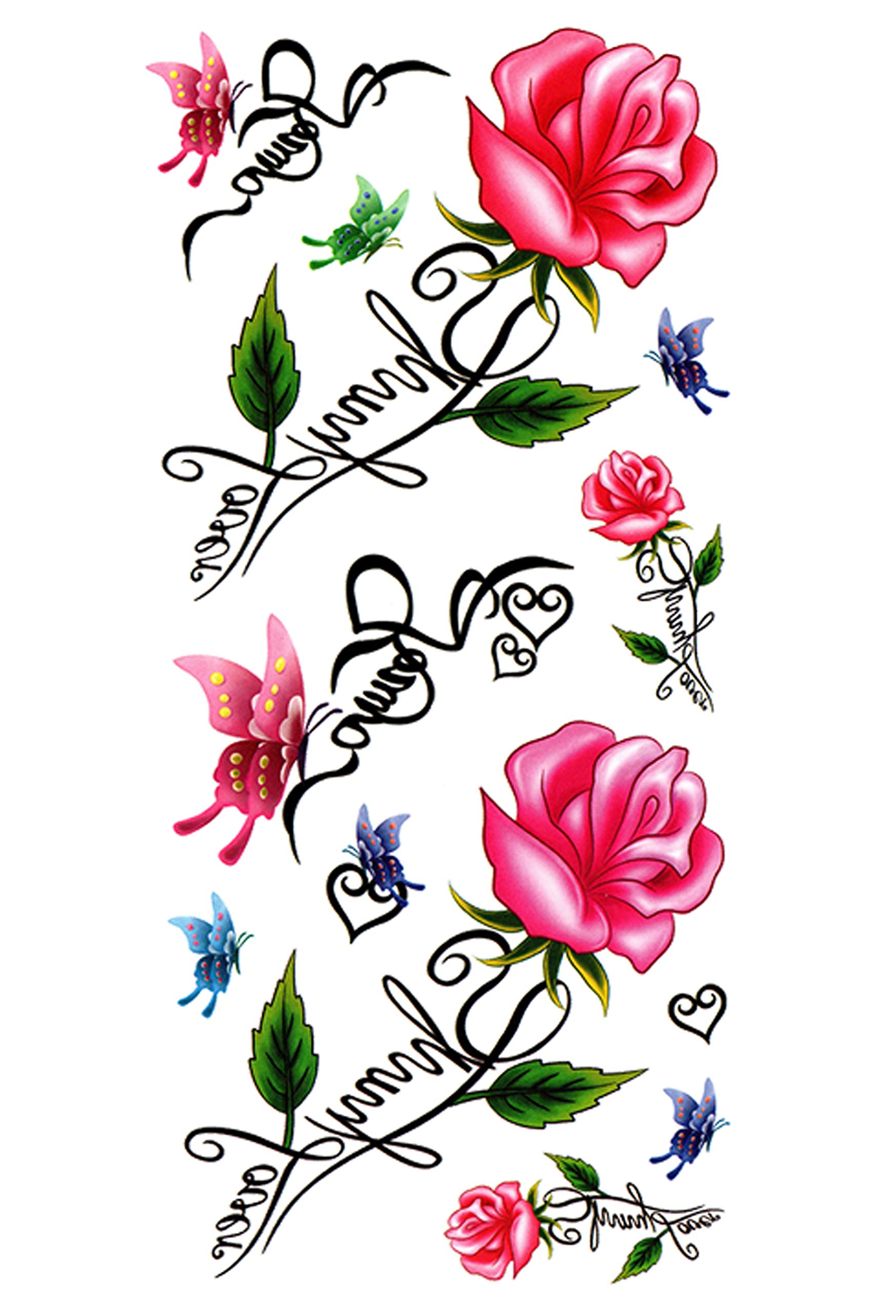 3D Waterproof Temporary Tattoo Stickers for Adults - Realistic Flower, Butterfly, Star & Dark Desire Designs (19x9cm) | Perfect for Honeymoon, Parties, Halloween & Costume Events