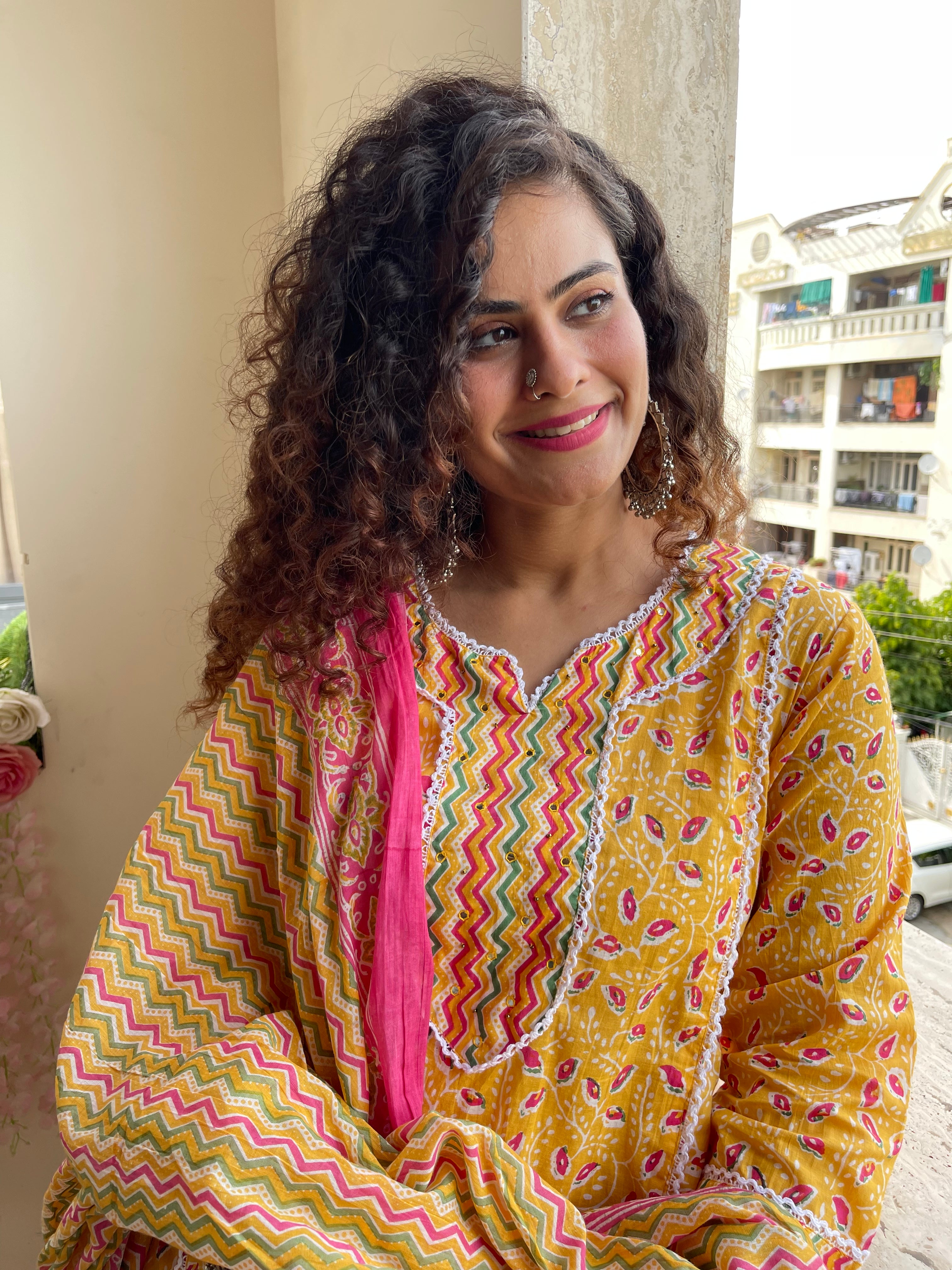 Elegant Yellow Dupatta Suit Set with Floral Motifs - Perfect for Weddings, Festivals & Special Occasions