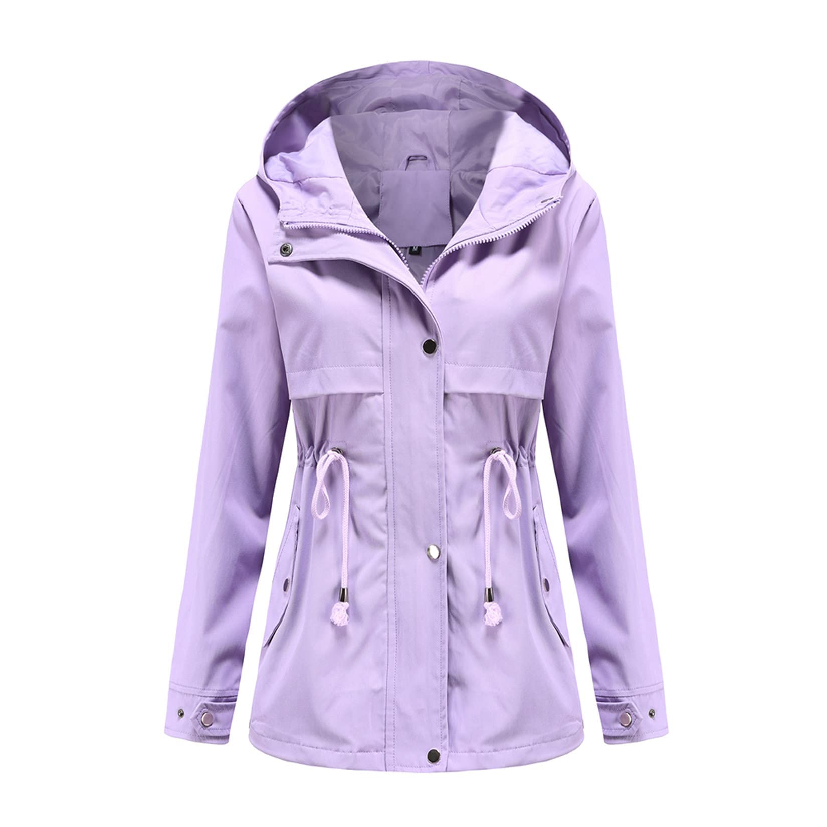 DOSLAVIDA Women's Lightweight Waterproof Rain Jacket with Hood - Windproof Trench Coat for Hiking, Camping & Outdoor Activities