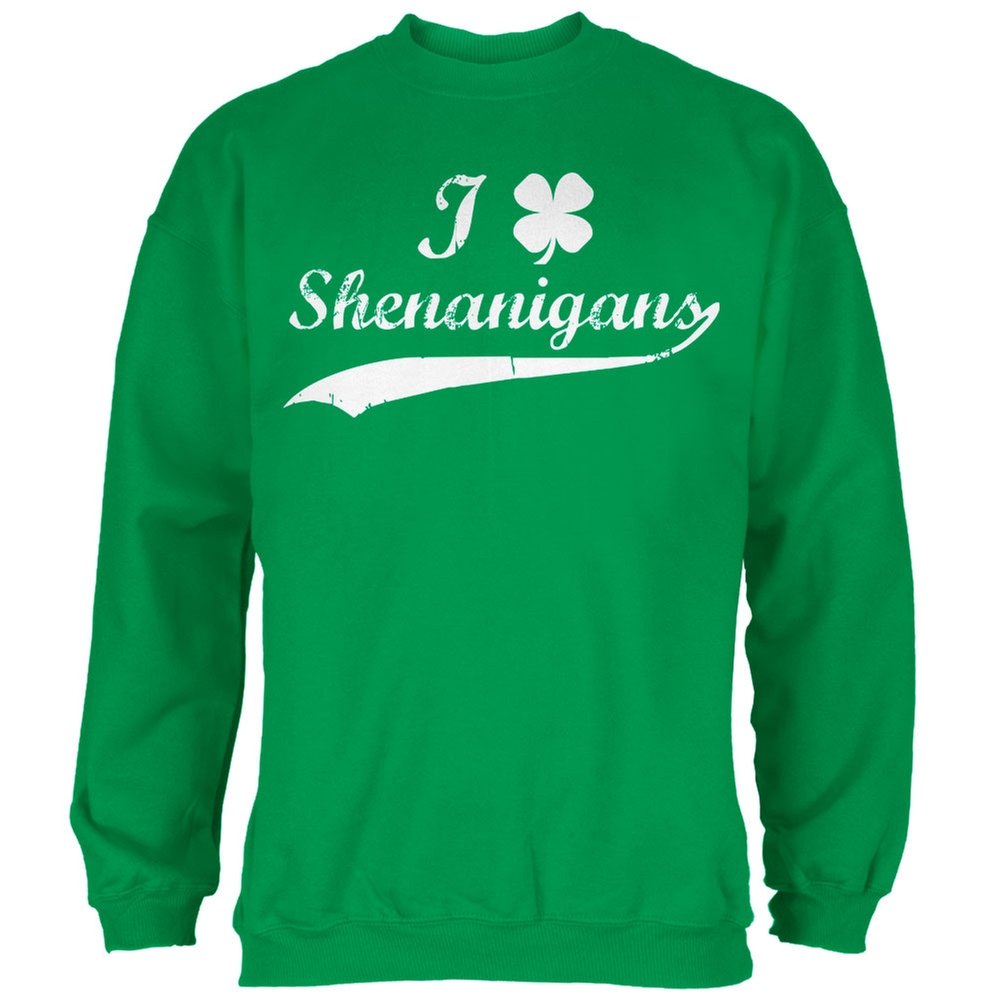Old Glory St. Patrick's Day Shamrock Irish Green Pullover Sweatshirt for Adults - Large Size | Perfect for Irish Festivals, Pub Crawls & St. Paddy's Day Celebrations