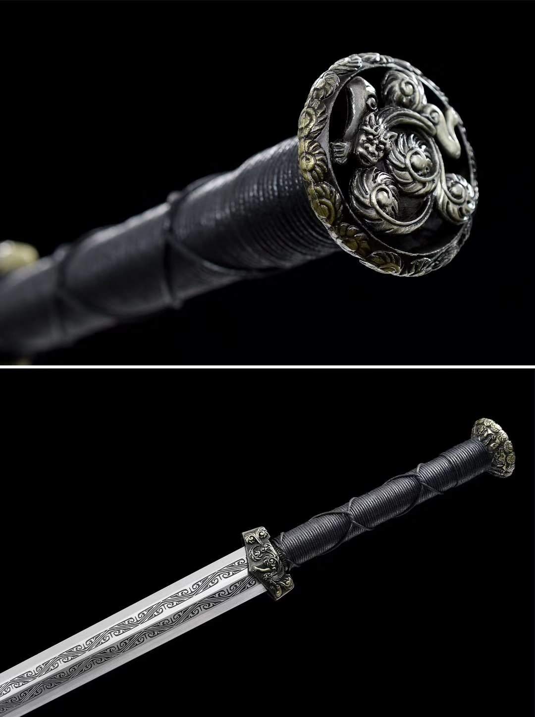 Hand Forged Chibi Han Jian Sword - High Carbon Steel Blade with Alloy Guard - Heat Tempered Chinese Short Sword for Martial Arts Training, Cosplay & Collectors