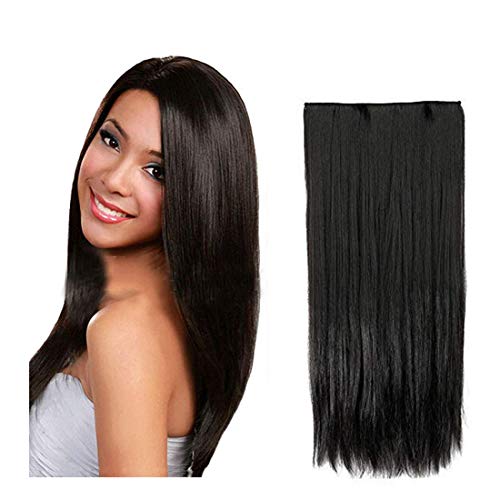 Kvitoe 5 Clips Straight Hair Extensions for Women - Natural Black Human Hair Clip-in Extensions (3 Clips) for Length & Volume - Perfect for Daily Wear, Parties & Special Occasions