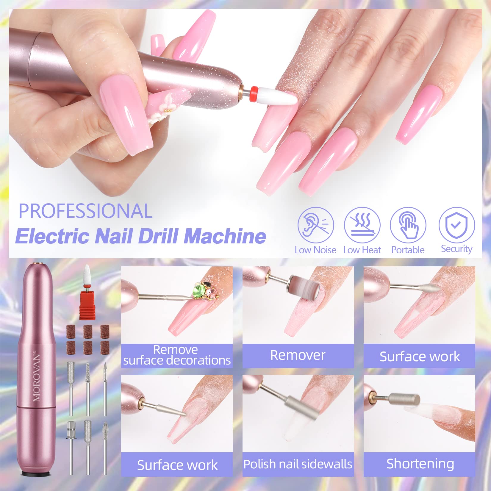 Morovan Professional Poly Gel Nail Kit with LED Lamp & Drill - Complete Starter Set for Nail Extensions & Art | Includes Essential Tools for Beginners | Perfect for Home Salon, DIY Manicures & Professional Nail Designs