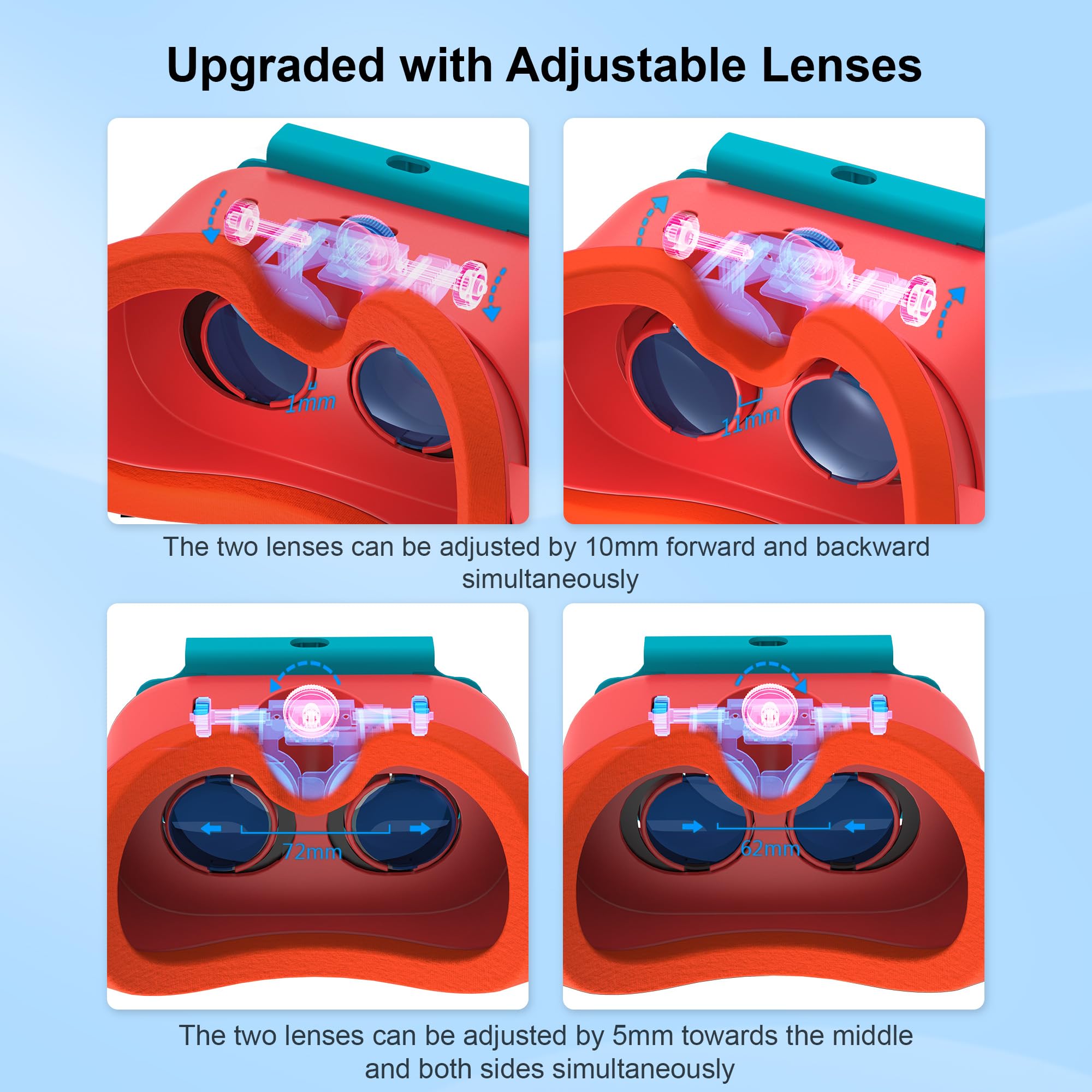 Upgraded VR Headset for Nintendo Switch & Switch OLED - Adjustable HD Lenses, Comfortable Head Strap | Virtual Reality Glasses for Gaming, 3D Movies & VR Experiences | Perfect Switch Accessory for Labo VR Kit & Family Entertainment