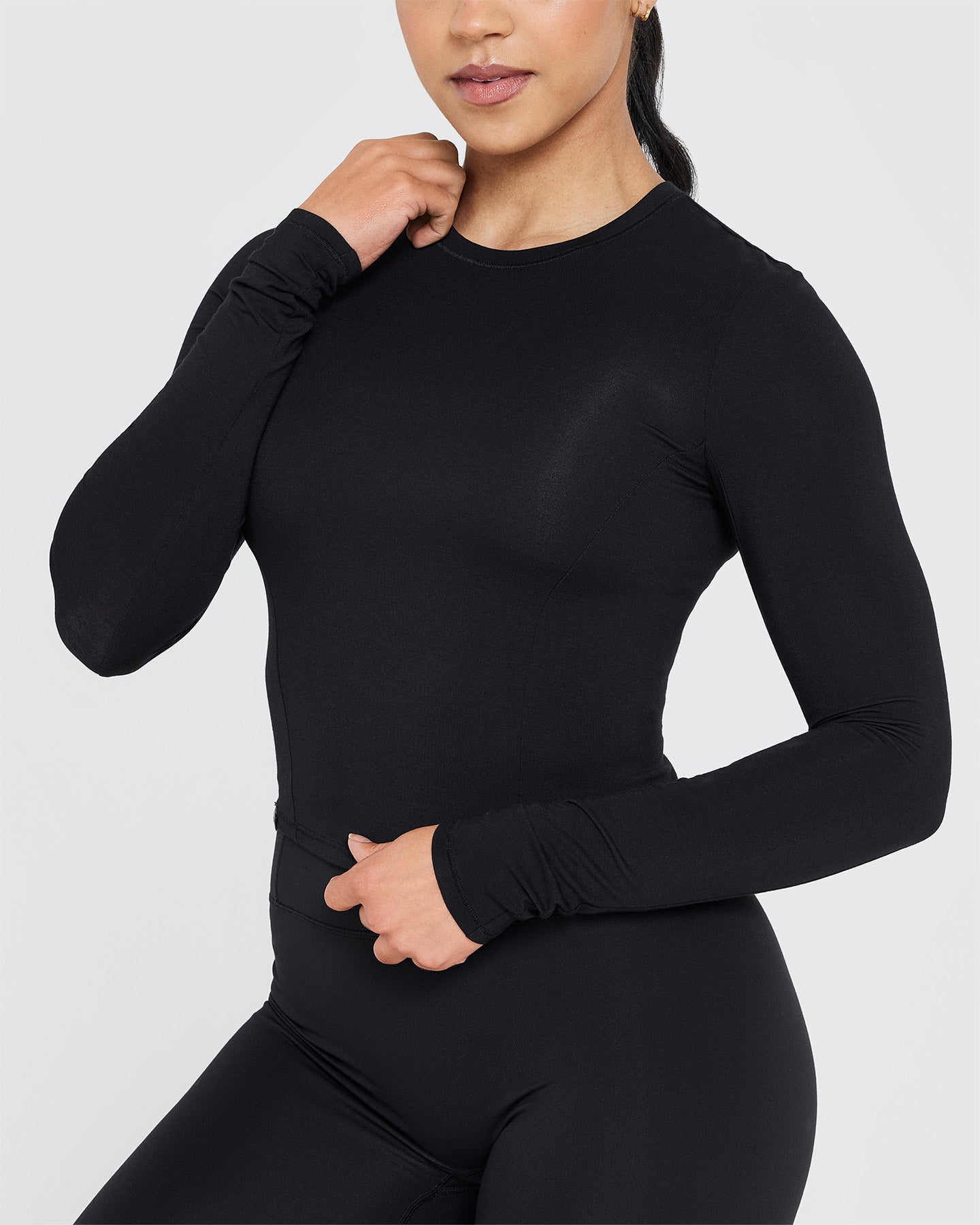 Mellow™ Soft Mid Long Sleeve Top for Women - Comfortable Stretch Casual Shirt in Black | Perfect for Work, Lounge & Everyday Wear