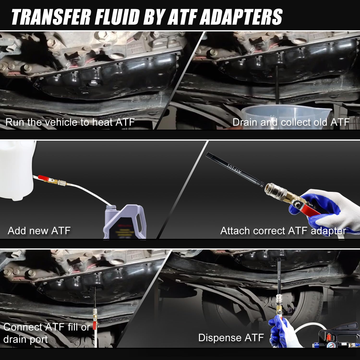 JIFETOR 10L Pneumatic Transmission Fluid Pump Extractor & Dispenser Kit - 15PCS ATF Adapters & 3PCS 1M Hose for Gear Oil Transfer - Ideal for Garage, Auto Shop & DIY Car Maintenance (ATF Fill & Evacuator Tool Set)