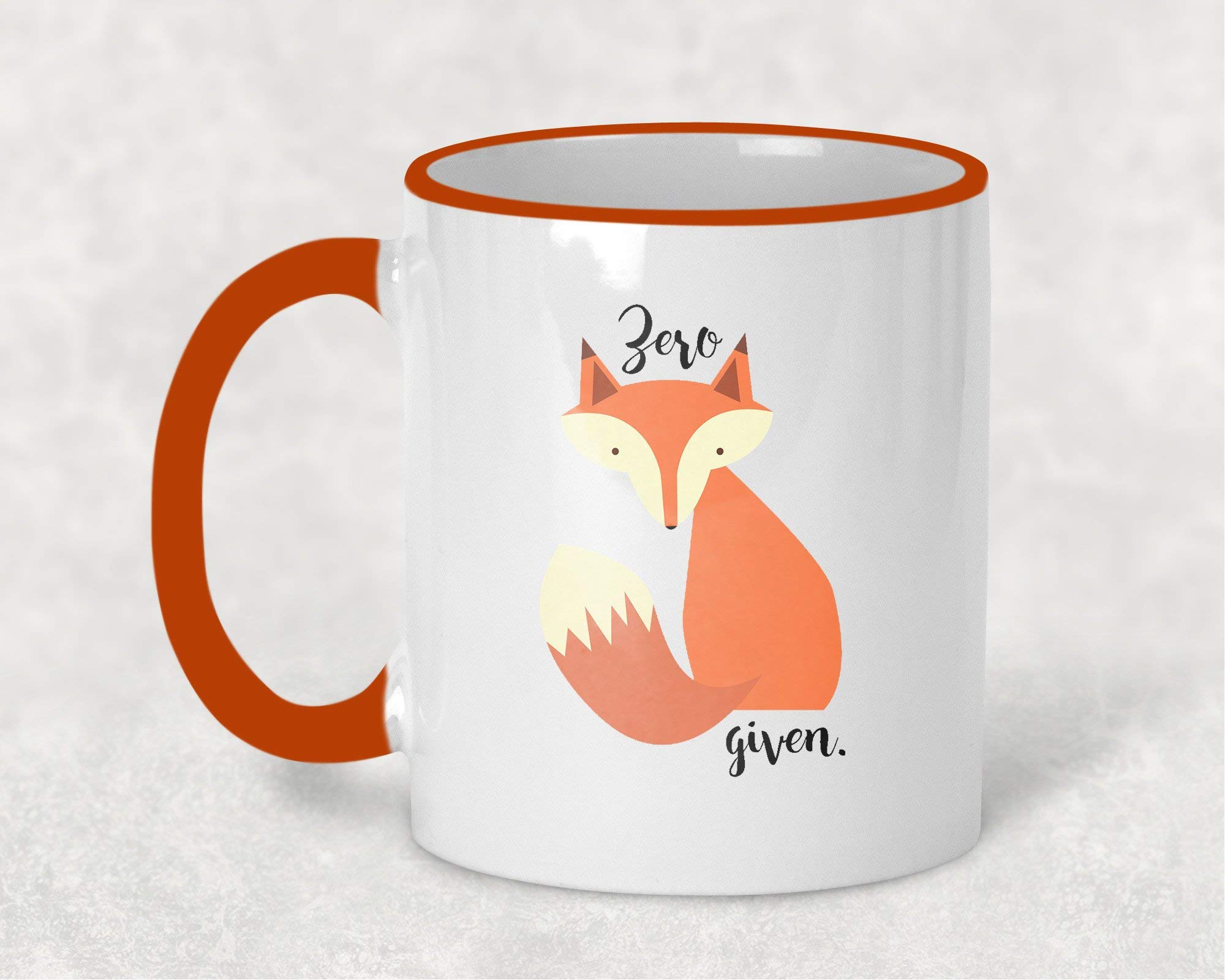 Zero Fox Given Orange Handle & Rim 11 oz Coffee Mug - Funny Humor Gag Gift for Office, Home & Parties - Perfect for Coffee, Tea & Hot Drinks