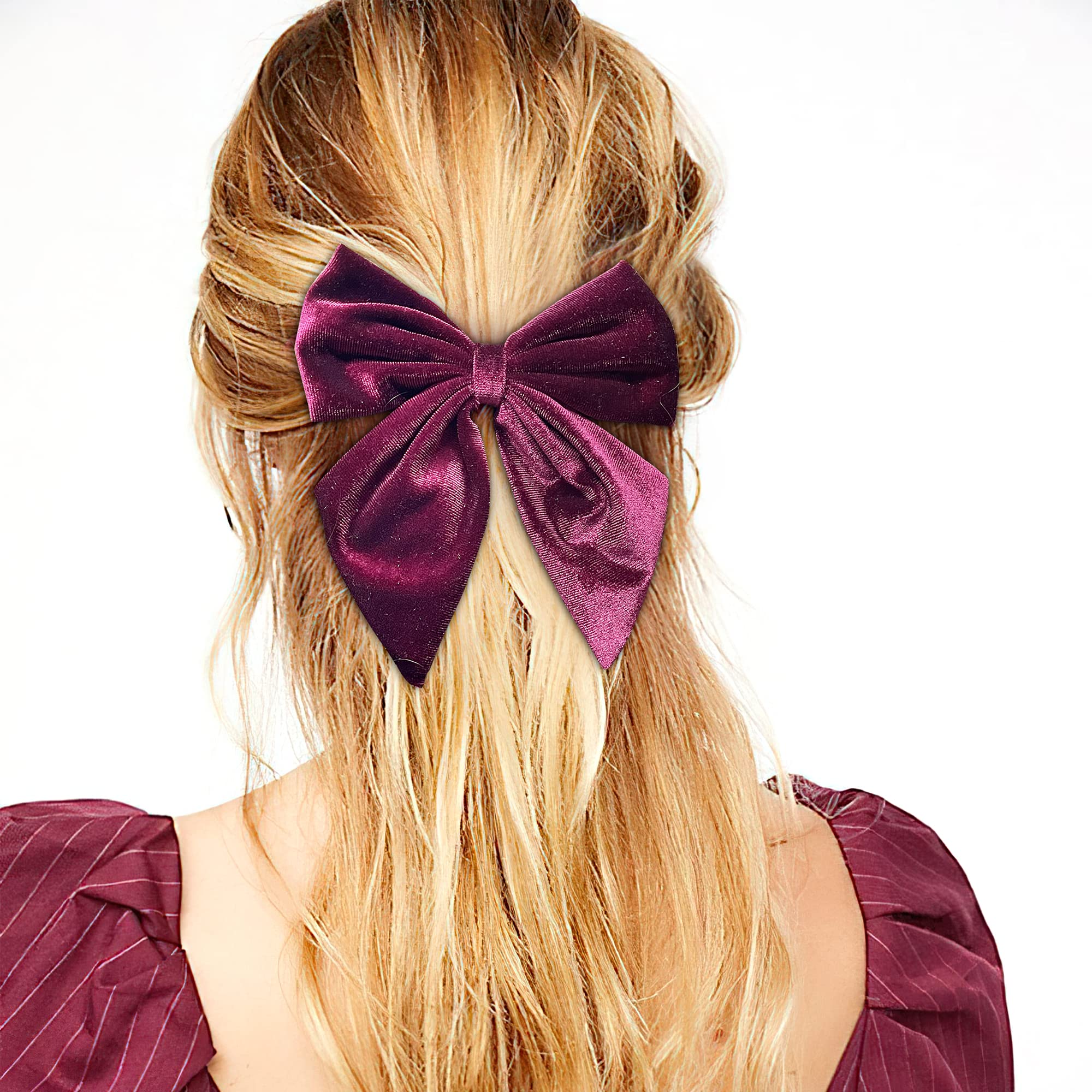 Qearl 12-Piece Large Velvet Hair Bows for Toddler Girls - Handmade Big Hair Clips for Babies & Kids | Perfect for Birthday Parties, School Photos & Special Occasions