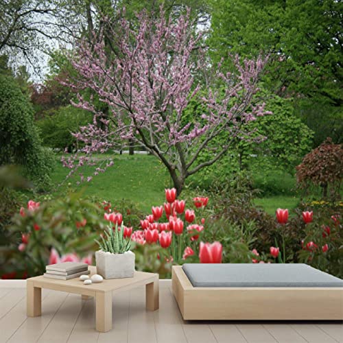 3D PVC Peel and Stick Wallpaper - Spring Tree Design Self-Adhesive Wall Mural for Bedroom & Study Room - 78