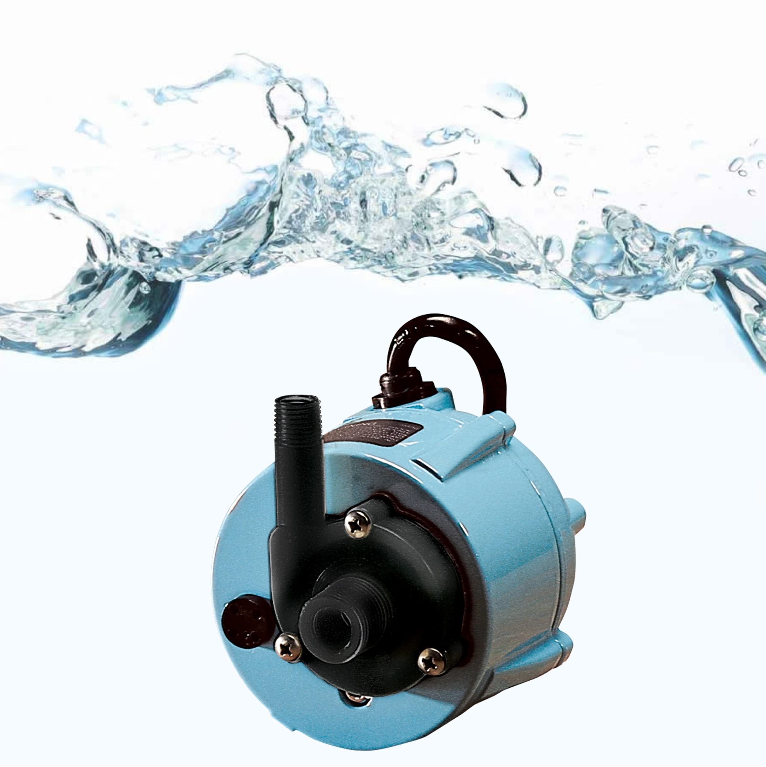 Little Giant 501203 205 GPH 115-Volt Manual Oil-Filled Submersible/Inline Aluminum Direct Drive Pump (Blue) - Ideal for Basement Drainage, Aquariums & Water Features