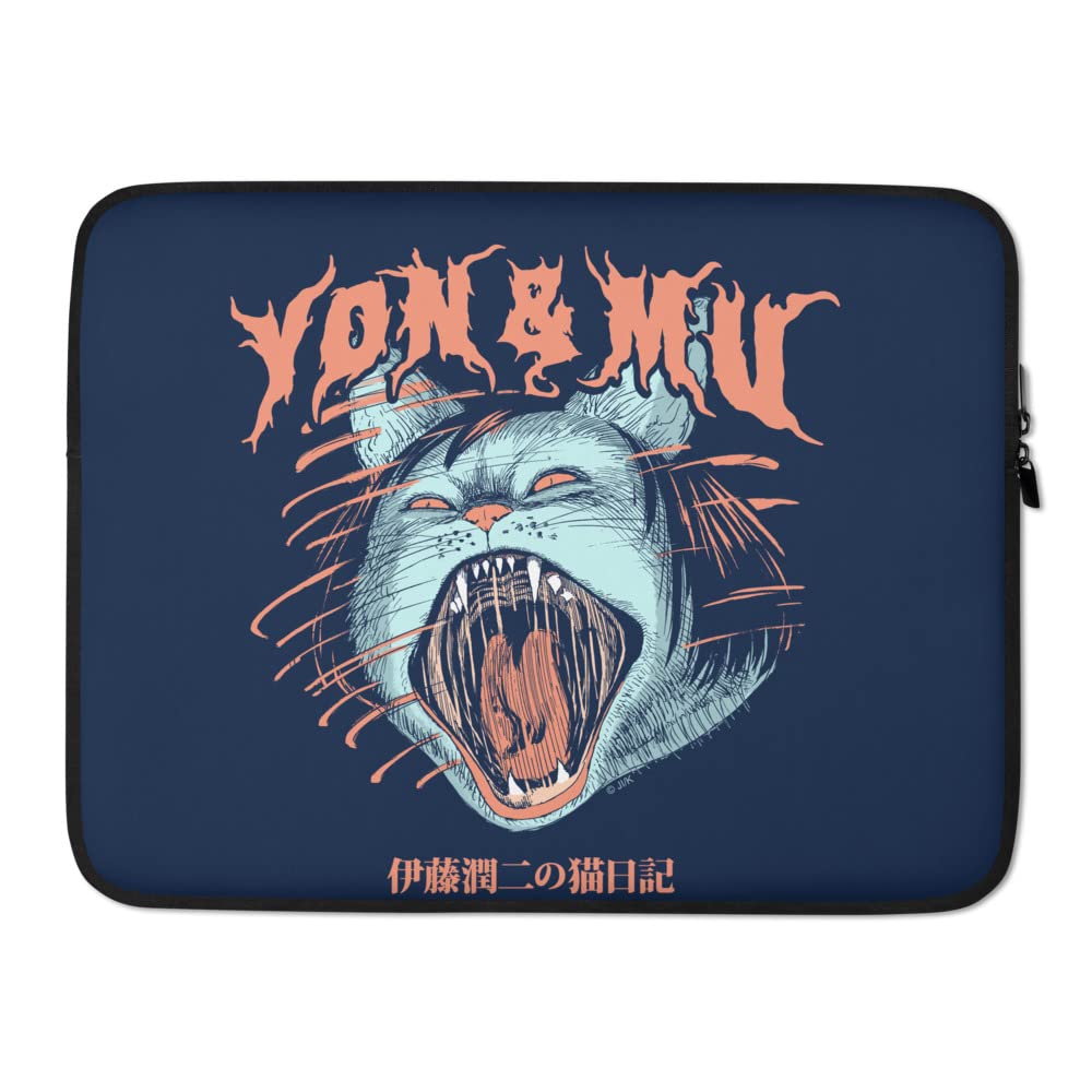 Junji Ito's Cat Diary: Yon & Mu Cat Head Laptop Case - Kawaii Anime Laptop Sleeve for 13-15 Inch MacBook & PC - Perfect for School, Work & Travel