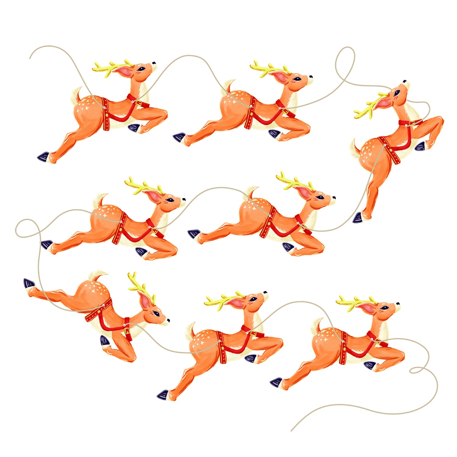 Eight Tiny Reindeer Bunting - Christmas Party Decorations for Home, Office & Holiday Festivities | DIY Holiday Banner for Xmas Tree, Fireplace & Wall Decor