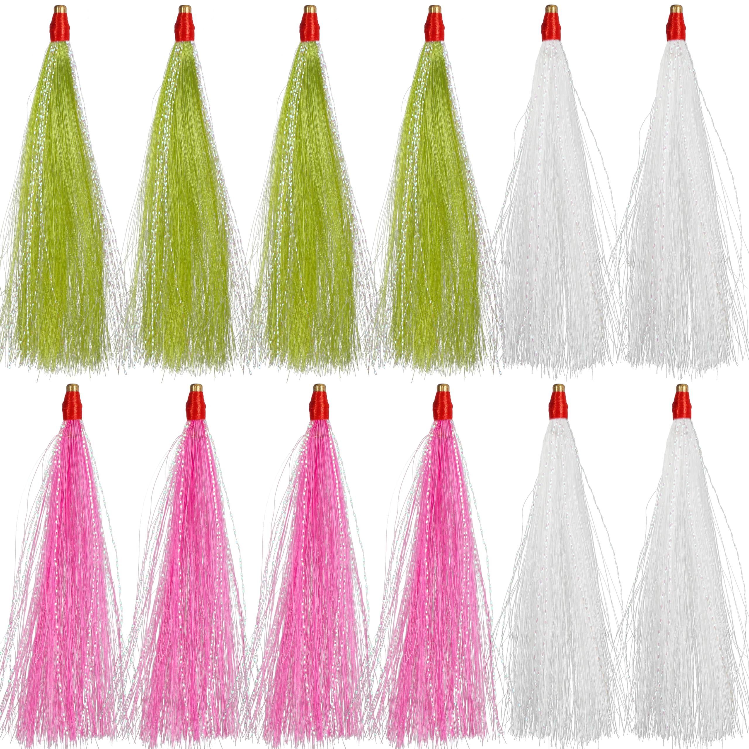 12pcs Copper Tube Bucktail Flash Skirts Kit - Saltwater Fishing Teasers for Flounder Rig, Plugs & Lures | Perfect for Offshore, Inshore & Deep Sea Fishing