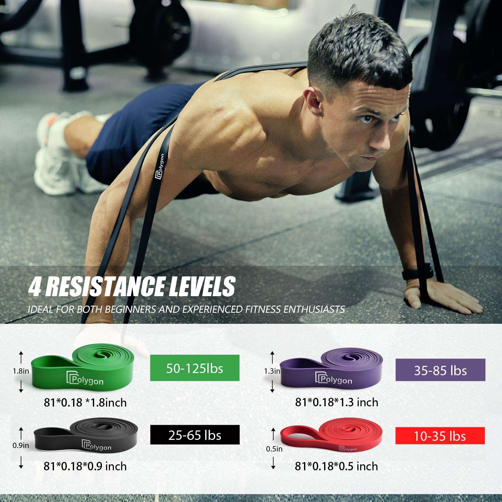 Polygon Pull Up Assist Resistance Bands – Heavy Duty Exercise Loop Bands for Strength Training, Powerlifting & Physical Therapy | Perfect for Home Workouts, Muscle Toning & Body Stretching | Ideal for CrossFit, Gym & Rehabilitation Exercises