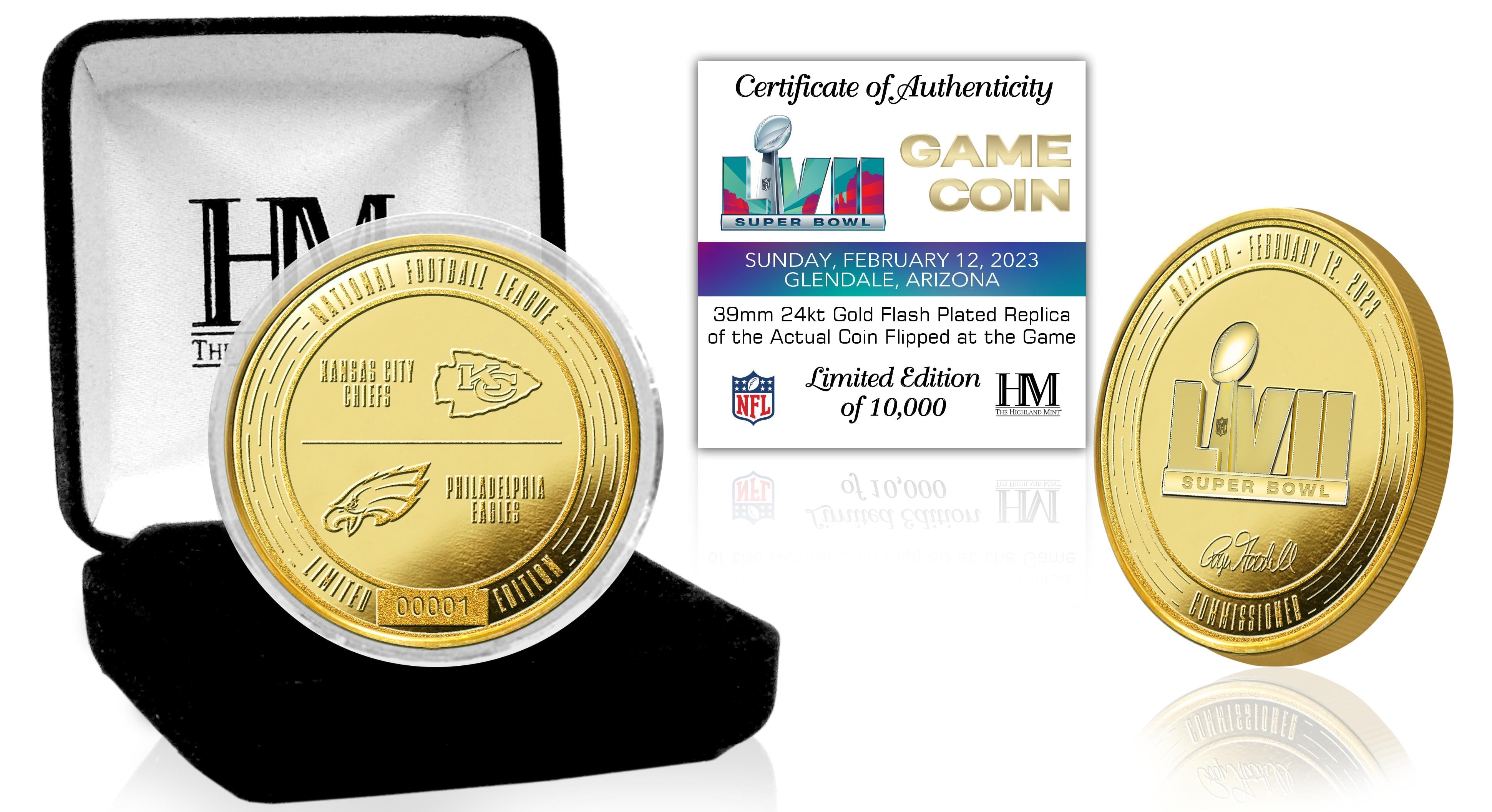 Official Super Bowl LVII Chiefs vs Eagles Gold Flip Coin - Collectible Memorabilia for Football Fans & Game Day Fun
