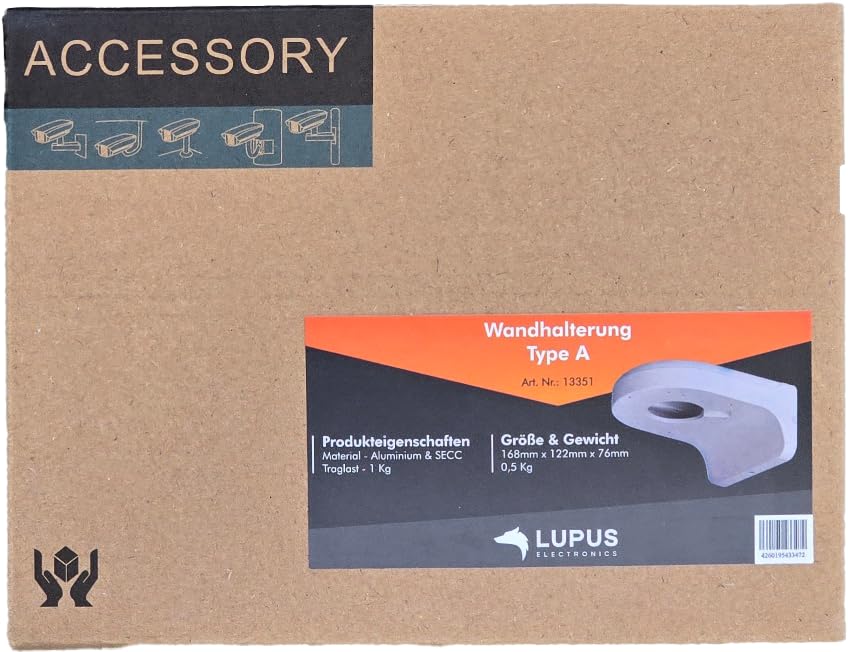 Lupus Electronics HDTV Wall Mount Bracket for LE338 Dome Security Camera - Perfect for Home & Office Surveillance Installation