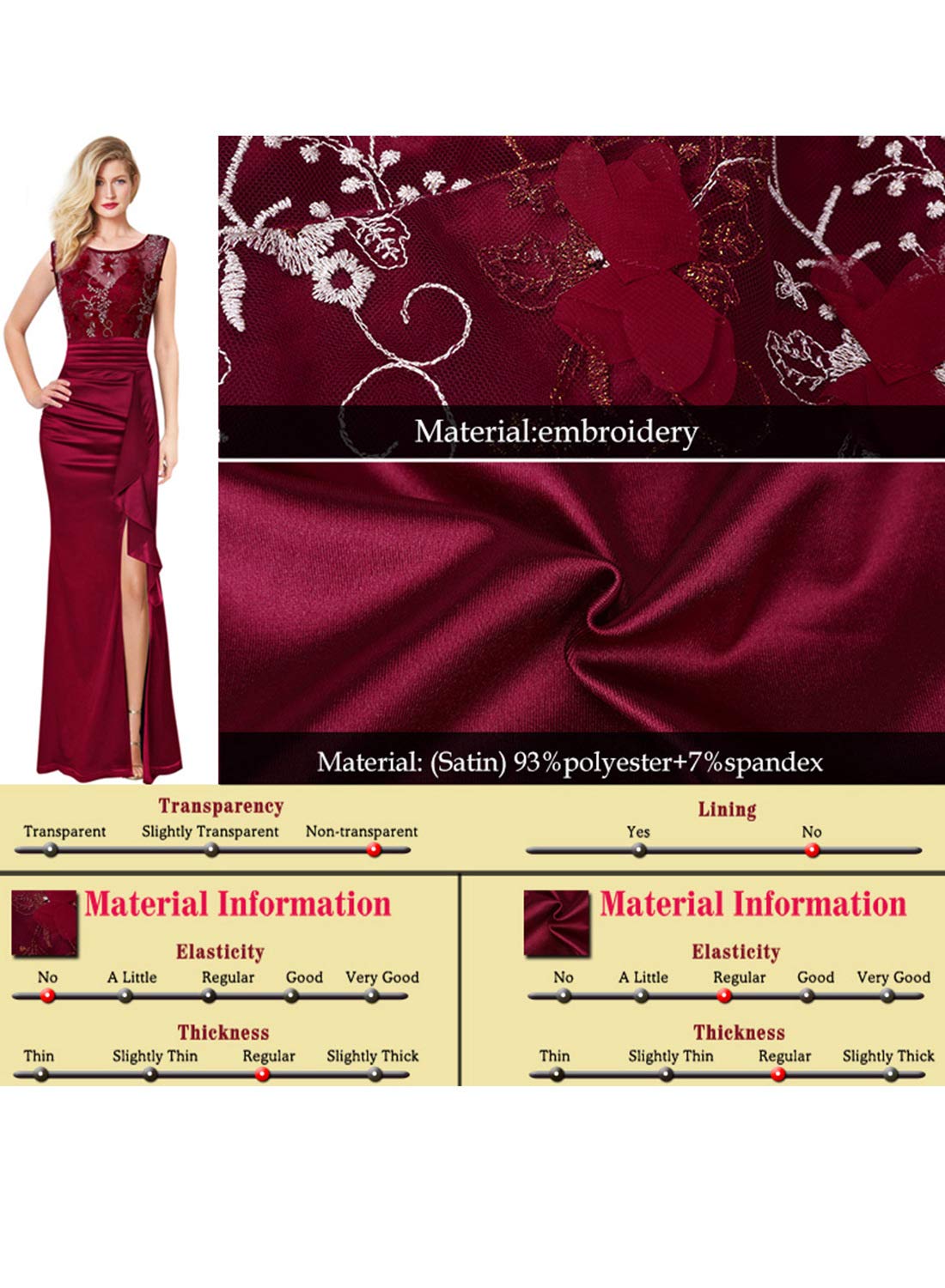 VFSHOW Women's Formal Ruched Ruffles Evening Prom Wedding Party Maxi Dress - Elegant Long Gown for Special Occasions, Dinners & Celebrations