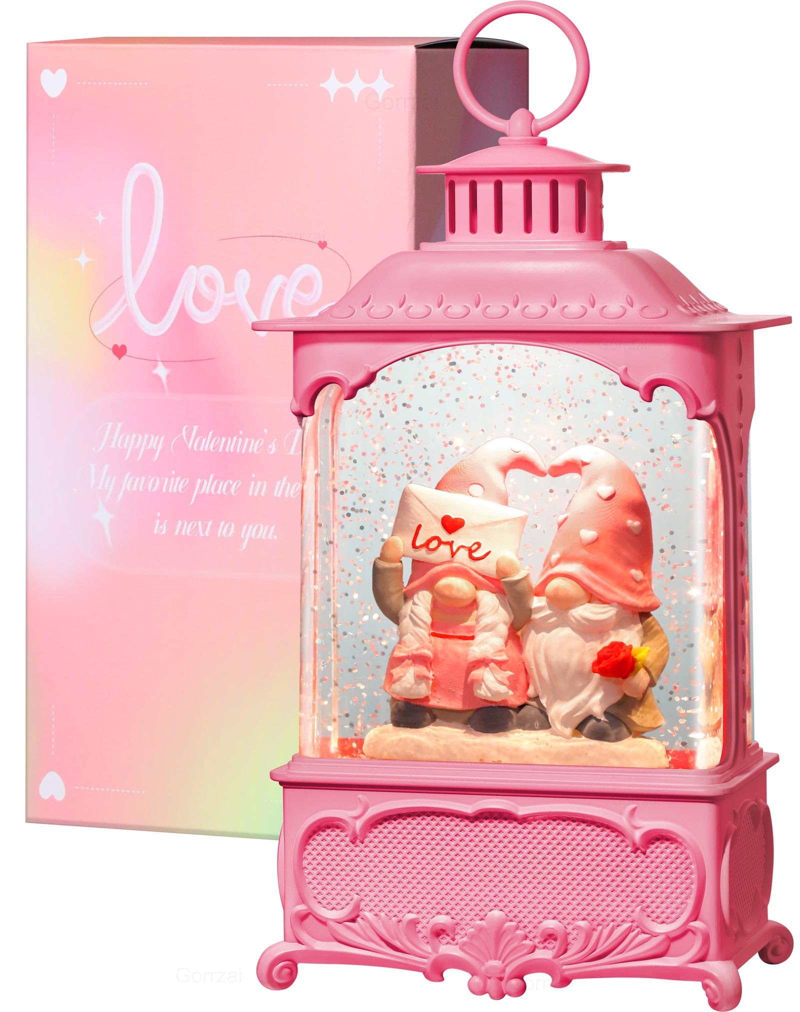 Gnome Snow Globe Lantern - Musical Lighted Home Decor with Swirling Glitter, USB/Battery Powered, Auto Timer - Perfect for Christmas Decorations, Gift Giving & Cozy Winter Nights