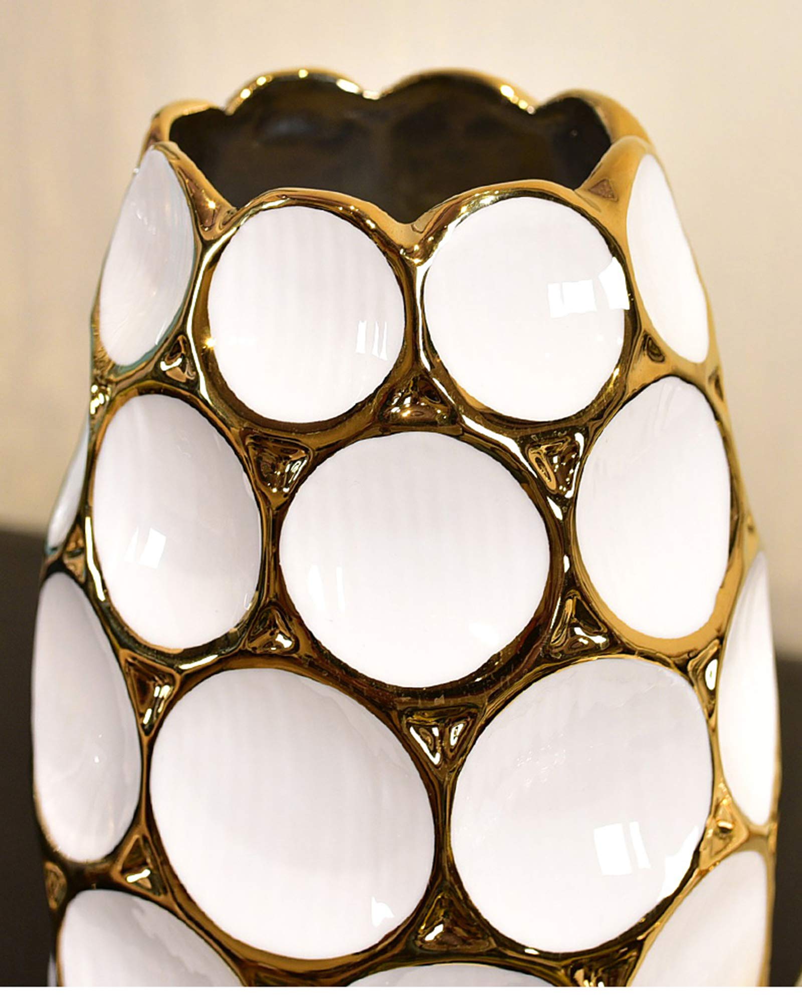Honeycomb Pattern Ceramic Vase for Fresh Flowers - Modern Home Decor, Living Room Centerpiece, Wedding & Office Decoration (2-Pack)