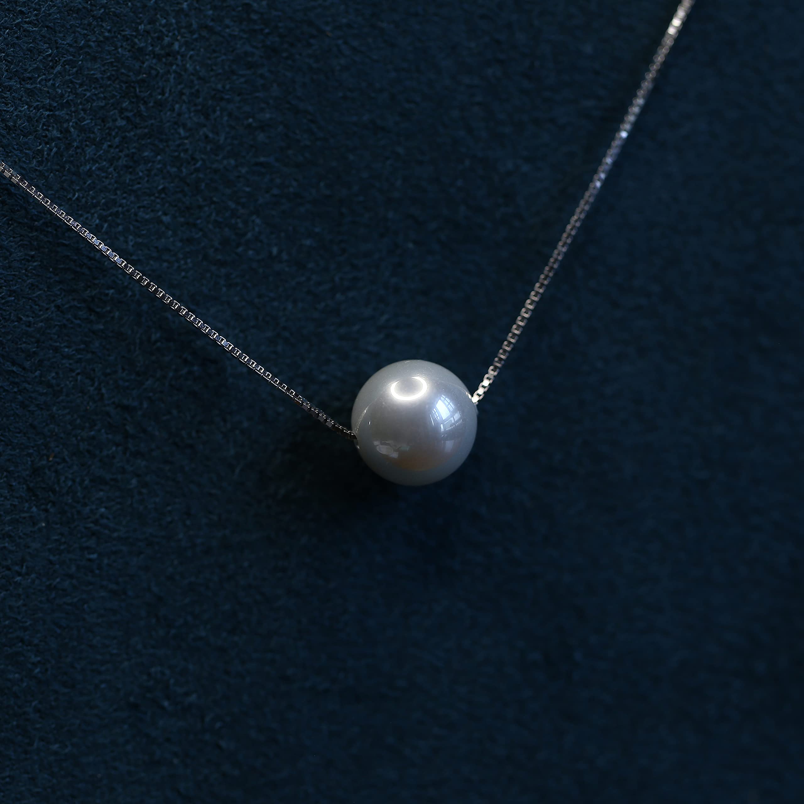 10mm White Pearl Necklace for Women & Girls - Sterling Silver Adjustable Chain, Elegant Gift for Parties & Weddings