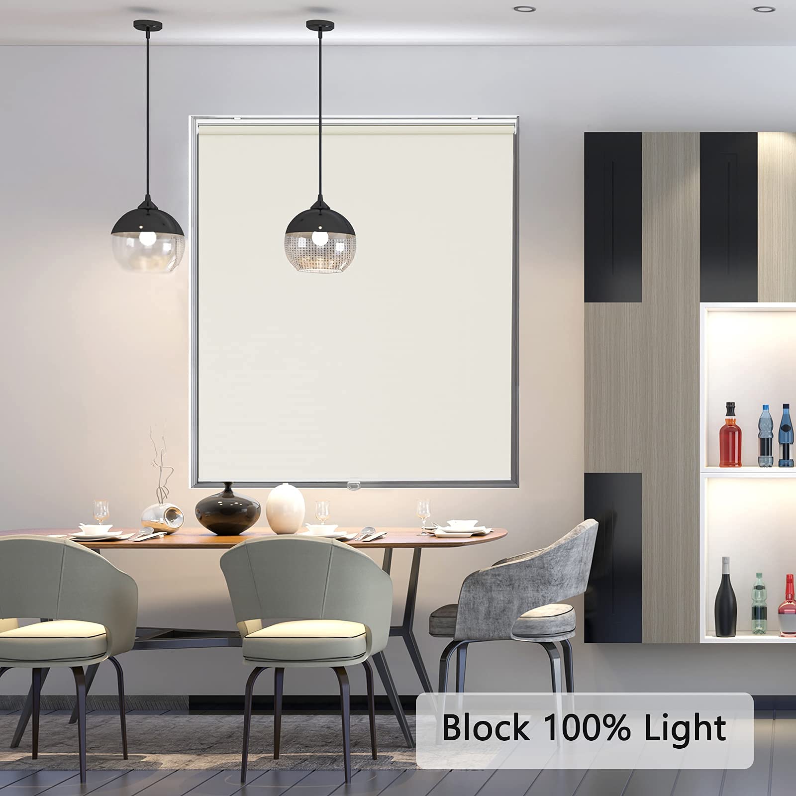 AOSKY Cordless Blackout Roller Shades for Windows - Thermal Insulated Room Darkening Window Blinds, Easy to Install, W25 x L72, Ivory White - Perfect for Bedroom, Home Office, Bathroom & Nursery