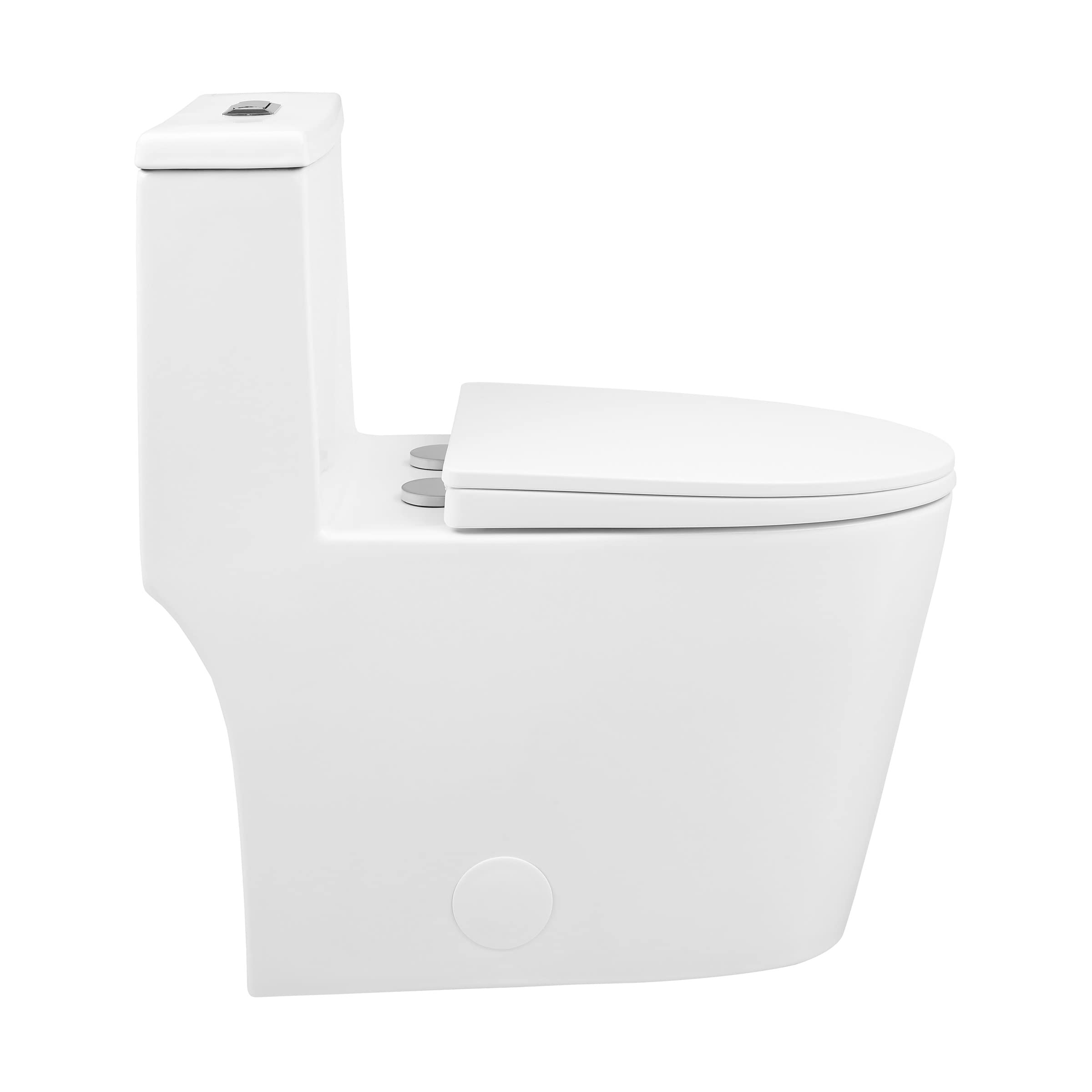 Swiss Madison Dreux One Piece Toilet - Modern ADA Compliant Bathroom Toilet with Elongated Bowl & Dual Flush (0.95/1.26 GPF) in Glossy White - Perfect for Small Bathrooms, Apartments & Modern Home Renovations