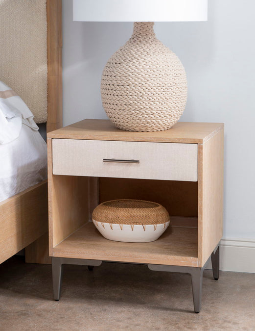 Biscayne Open Nightstand Beige - Modern Bedside Table with Storage Shelf for Bedroom, Living Room & Office - Perfect for Books, Lamps & Essentials