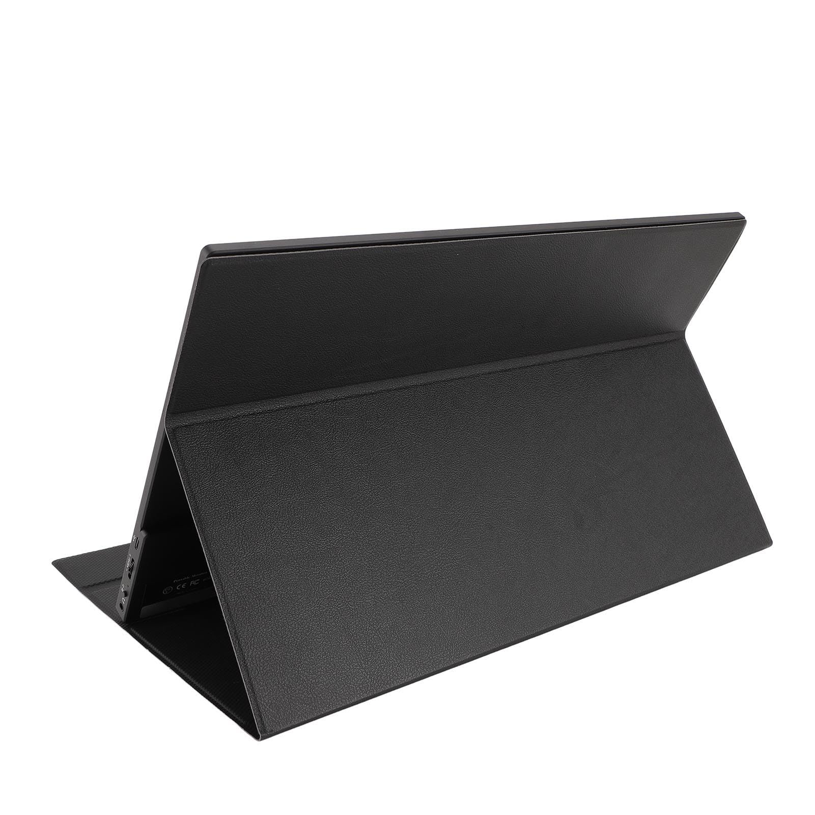 15.6 Inch Full HD 1080P Portable Monitor with USB-C, 178° Wide Viewing Angle, Includes PU Leather Case - Perfect for Laptop, PC, Mobile Phone & Gaming On-The-Go
