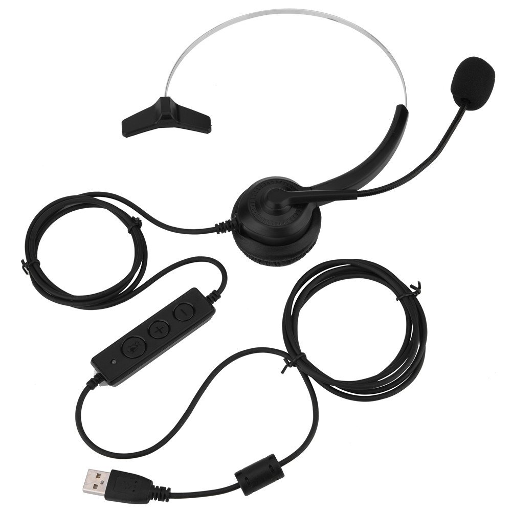 Bewinner USB Wireless Call Center Headset with Noise Cancelling & Mute Function - 360° Rotatable Ear Cushions & Adjustable Headband for All-Day Comfort - 2.5m Extra Long Cable for Office, Customer Service & Remote Work