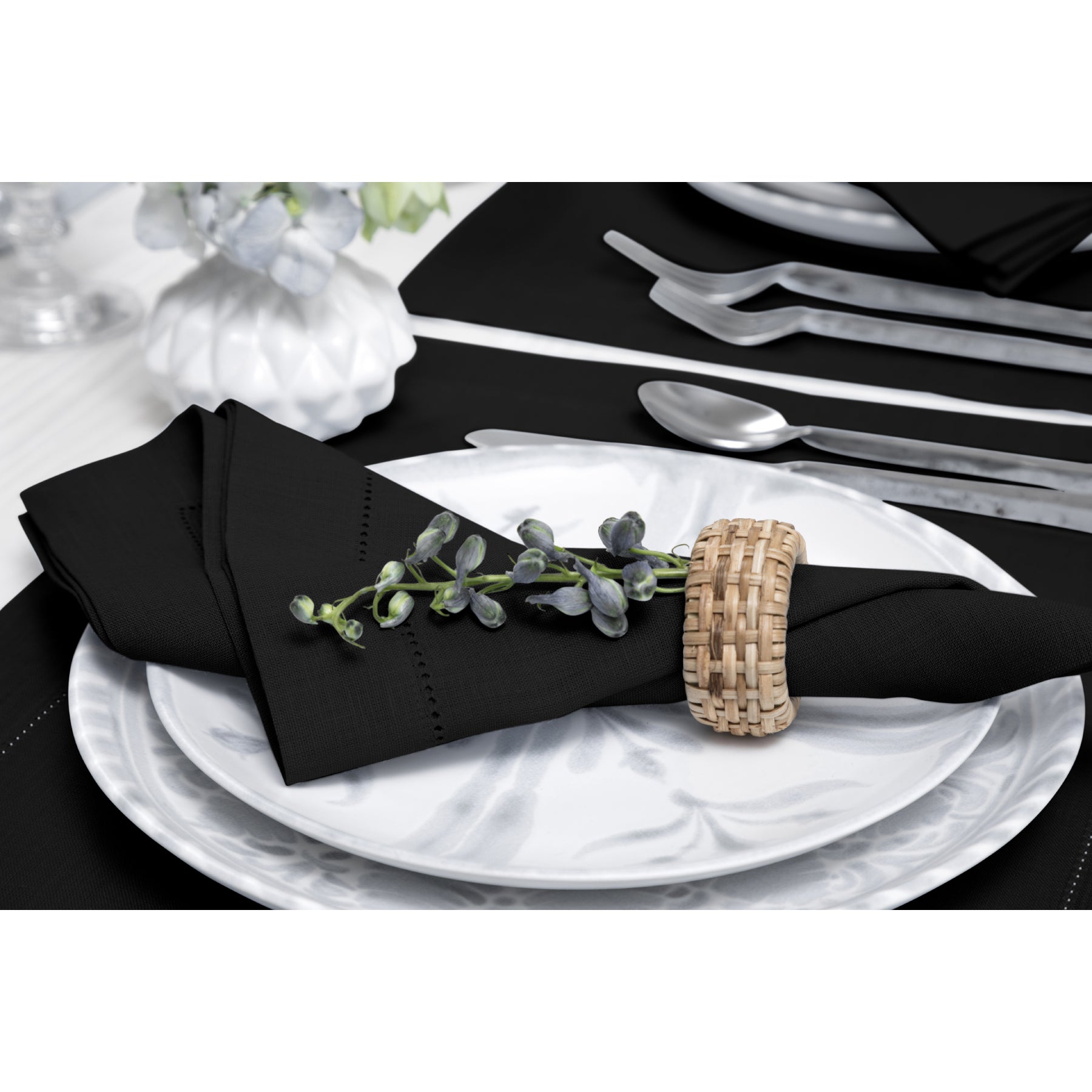 Premium Classic Hemstitch Napkins - 100% Cotton Linen Dinner Napkins for Formal Dining, Weddings & Special Occasions