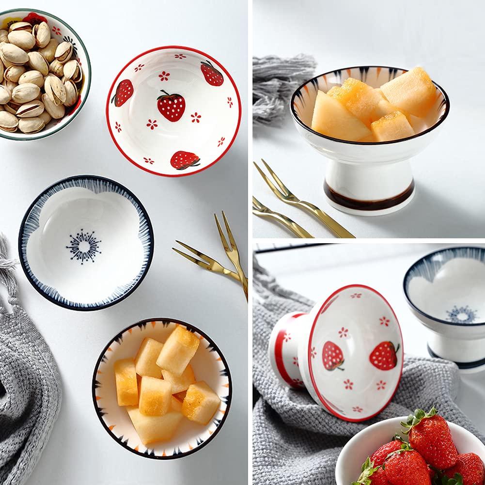 Ceramic Pedestal Bowl - Elegant Round Footed Serving Bowl for Fruits, Desserts & Kitchen Display | Perfect as Countertop Centerpiece, Strawberry Holder & Decorative Fruit Tray | Ideal for Dining Table, Party Buffet & Home Decor