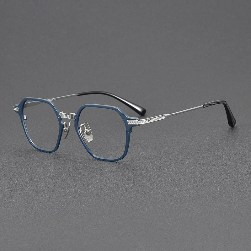 Black Unisex Full Rim Flat Top Square Titanium Eyeglasses Frame 63425 - Lightweight Durable Glasses for Work, Reading & Fashion