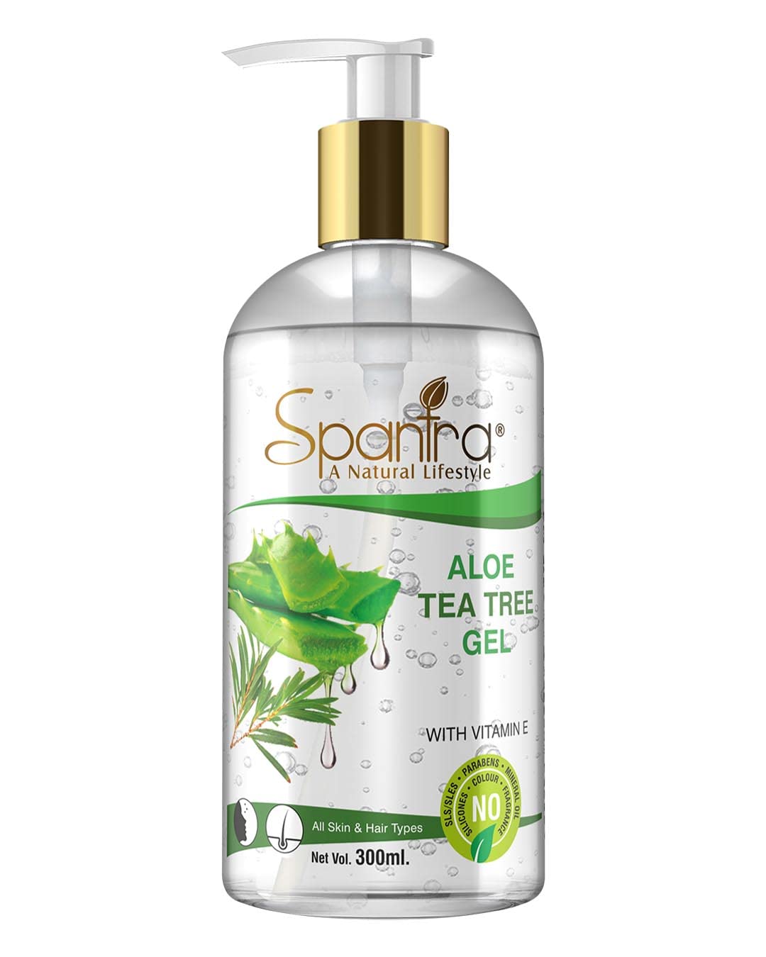 Pure Aloe Vera Gel for Face & Body - Tea Tree & Kasturi Turmeric Infused Skin Soothing Gel (300ml x 3 Pack) | Hydrating Moisturizer for Sunburn Relief, Acne Treatment & Hair Care | Natural Multipurpose Beauty Gel for Healthy Skin & Scalp