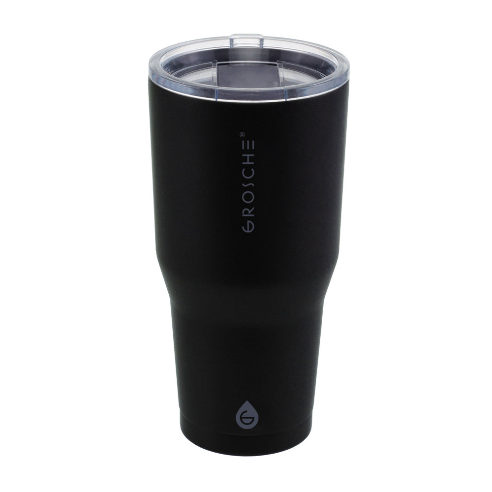 Grosche YUKON 30oz Stainless Steel Vacuum Insulated Travel Mug with Slider Lid - Graphite Black - Keeps Drinks Hot/Cold for Hours - Perfect for Commuting, Camping & Office Use
