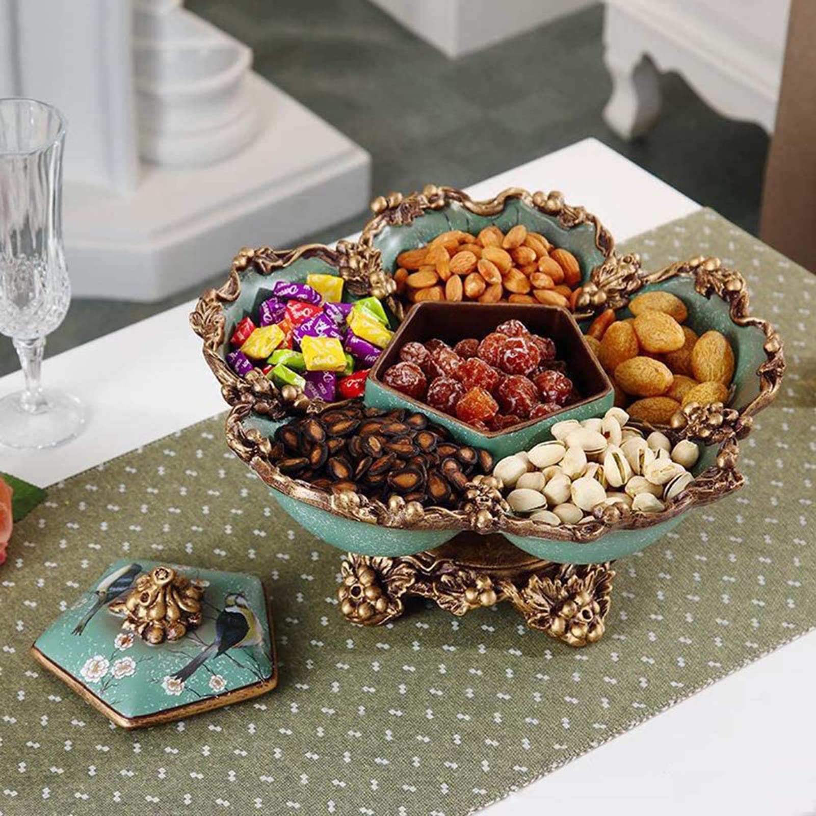 Luxury Handmade Rhinestone Ceramic Fruit Plate - Elegant European-Style Snack Tray for Dried Fruits, Jewelry & Trinkets | Perfect for Tea Parties, Home Decor & Gift Giving