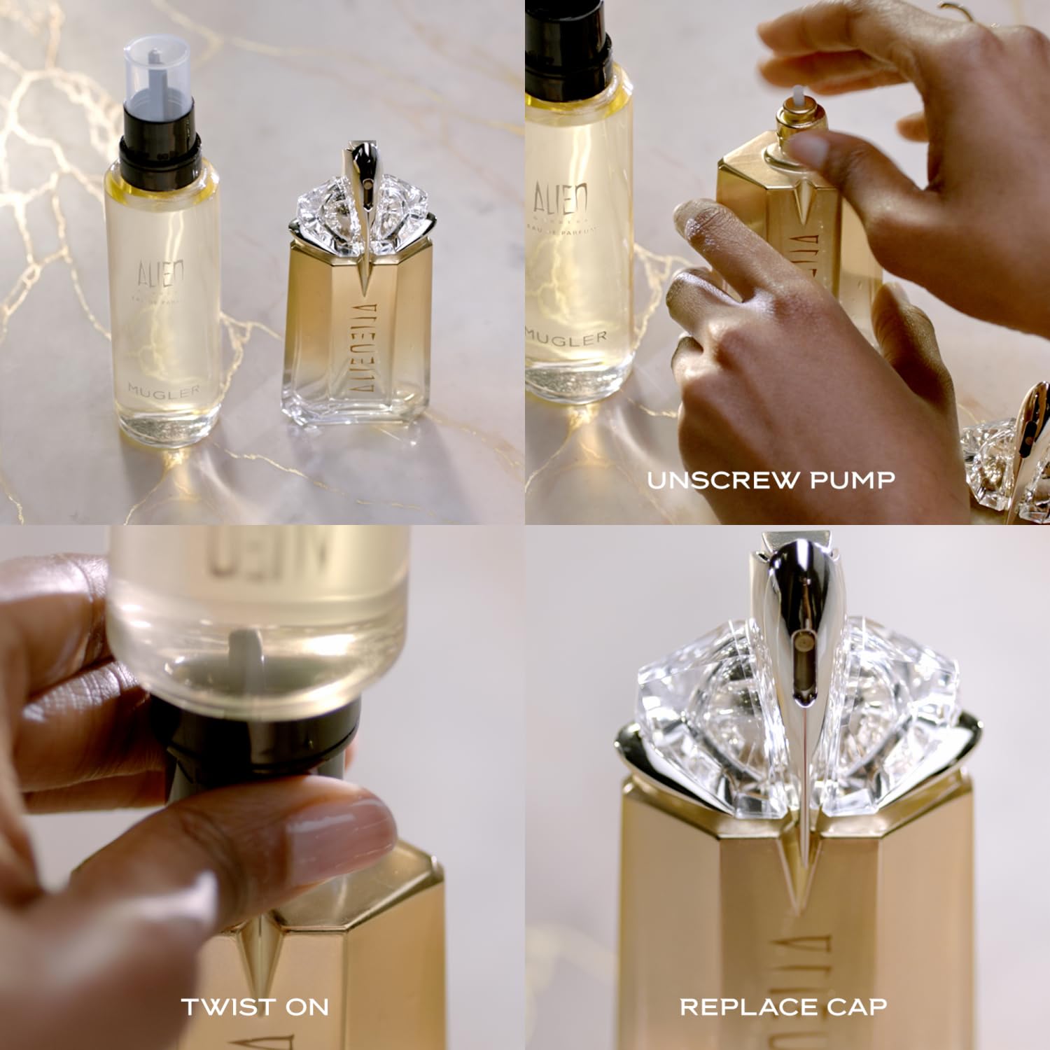 Mugler Alien Goddess Eau de Parfum for Women - Floral Woody Fragrance with Bergamot, Jasmine & Vanilla - 1oz Refillable Perfume + 3.3oz Refill - Luxury Scent for Date Night, Office & Special Occasions