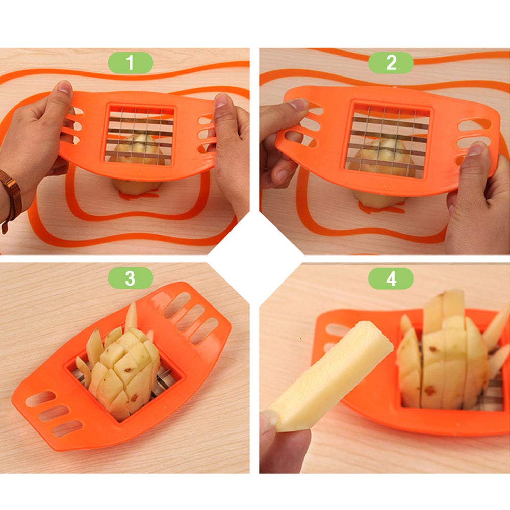 Potato Chipper & Chopper - Stainless Steel French Fry Cutter for Potatoes, Carrots, Onions & Cucumbers | Vegetable Slicer Tool for Healthy Snacks & Meal Prep | Perfect for Salads, Stir-Fries & Party Platters