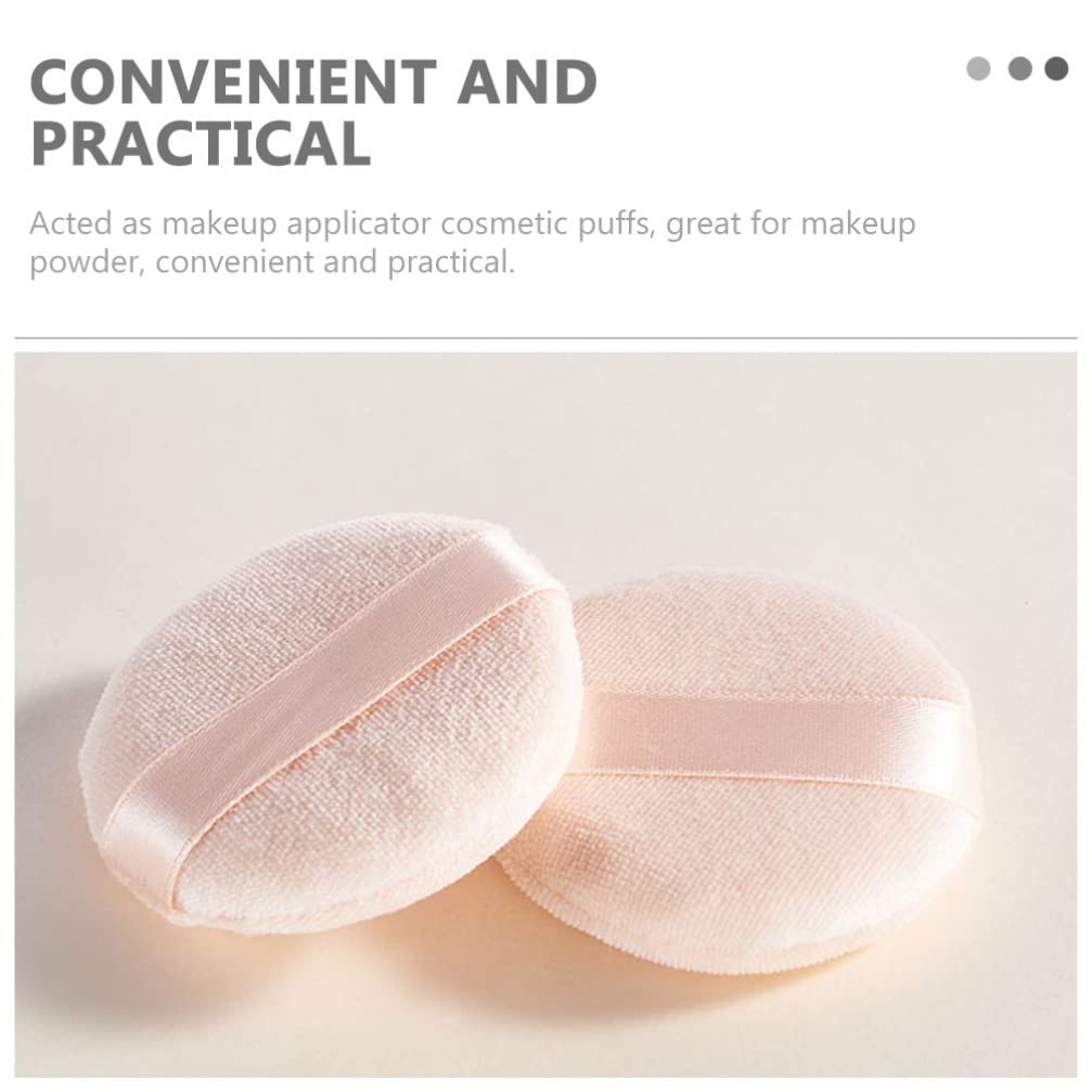 FOMIYES 10pcs Makeup Powder Puffs with Strap - Soft Cotton Round Cosmetic Puffs for Loose Powder & Foundation - Ideal for Professional Makeup Artists & Home Dresser Use