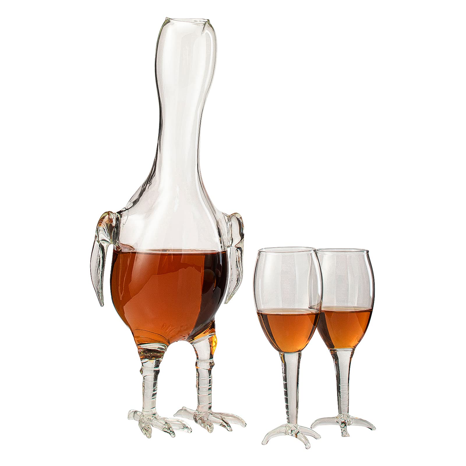 Premium Rooster-Shaped Glass Decanter Set - 500ml Whiskey & Wine Decanter with 2 Matching Glasses - Perfect for Scotch, Bourbon, Vodka & Spirits - Ideal Gift for Whiskey Enthusiasts & Home Bar Decor - Great for Parties, Gifting & Whiskey Tasting Events