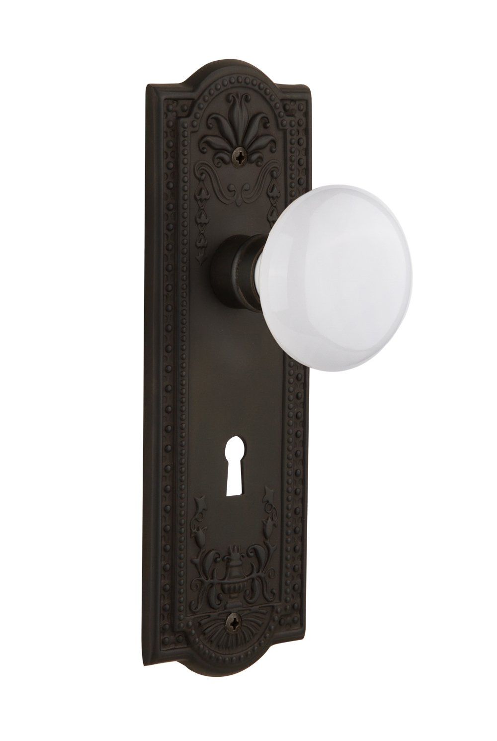 Vintage White Porcelain Cabinet Knob with Keyhole - 2.75