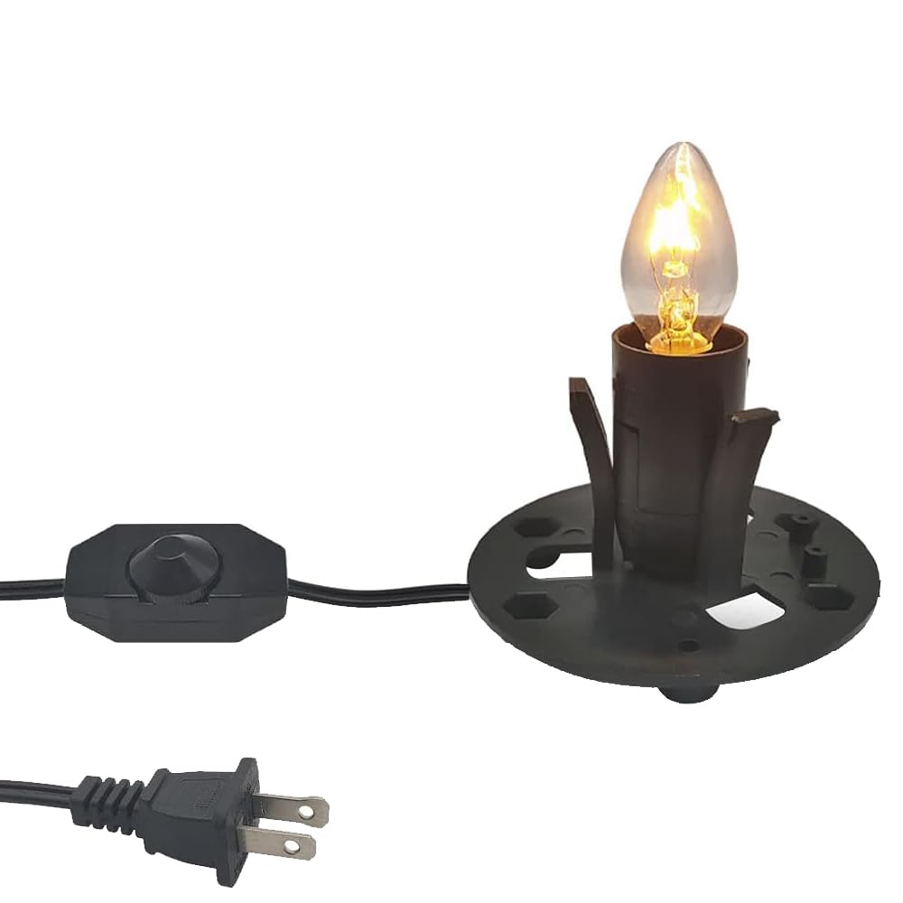 Himalayan Salt Lamp Cord Replacement with Dimmer Switch - 5ft E12 Halogen Bulb Cord Kit for Salt Rock Lamps (Includes 6 Christmas Bulbs & Base Assembly) - Perfect for Bedroom, Yoga Studio & Relaxation Spaces
