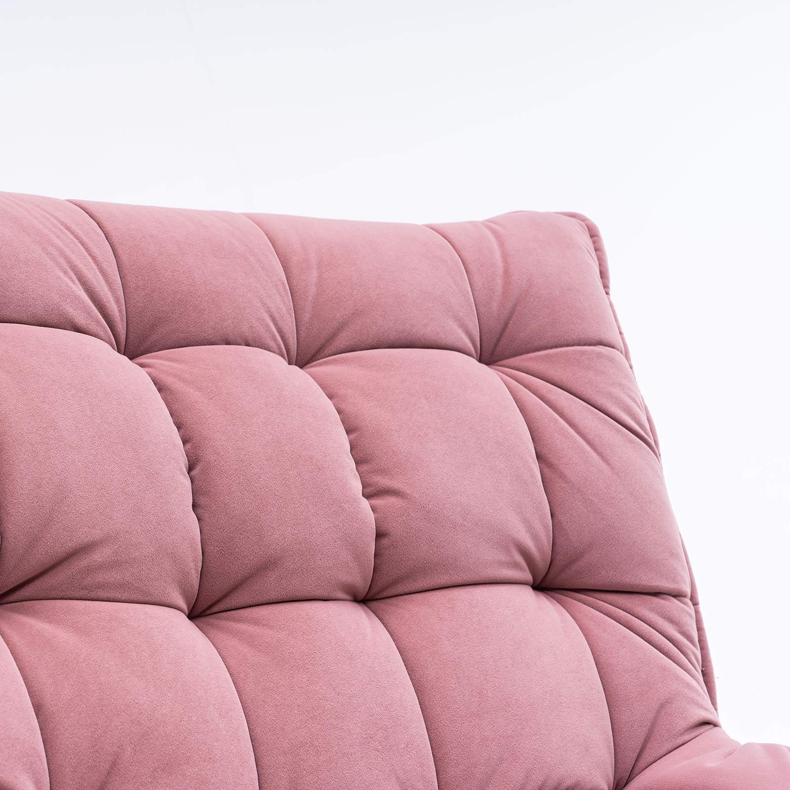 RUNNA Modern Soft Velvet Accent Chair with Ottoman - Pink Living Room Chair, Bedroom Lounge Chair with Black Legs for Home Decor | Perfect for TV Watching, Reading & Relaxing