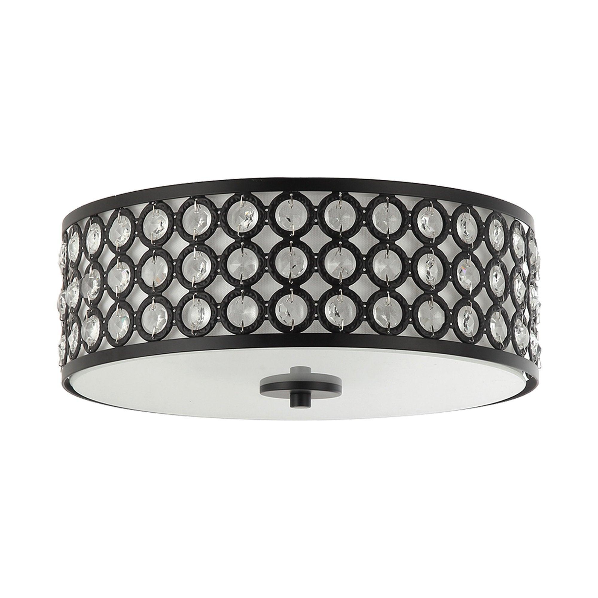 3 Light Modern LED Flush Mount Ceiling Light with Crystal Accents - Perfect for Bedroom, Living Room, Kitchen & Hallway Lighting